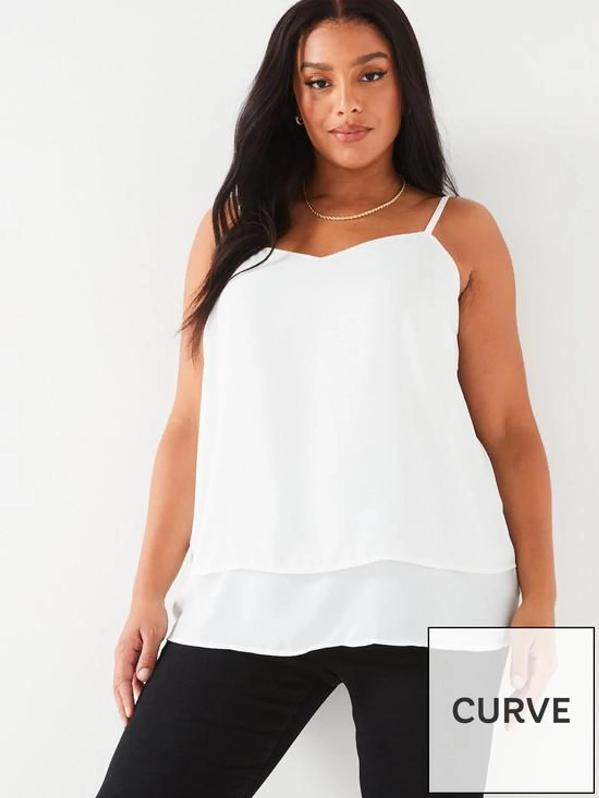 V by Very Curve Woven Cami Top - Ivory