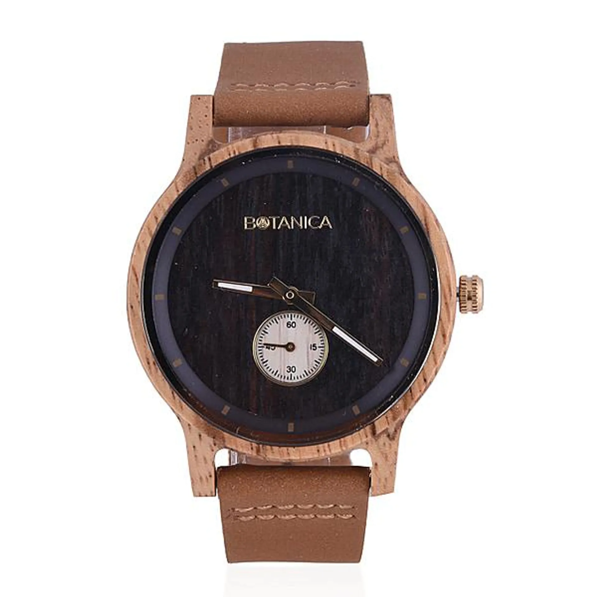 Botanica Juniper Zebrano Wood and Vegan Tan Strap Watch