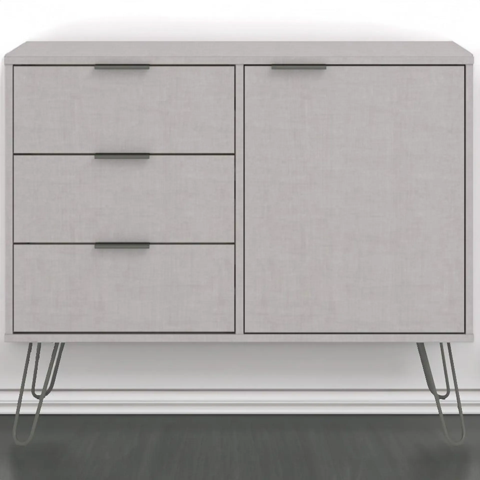 Core Products Augusta Single Door 3 Drawer Grey Small Sideboard