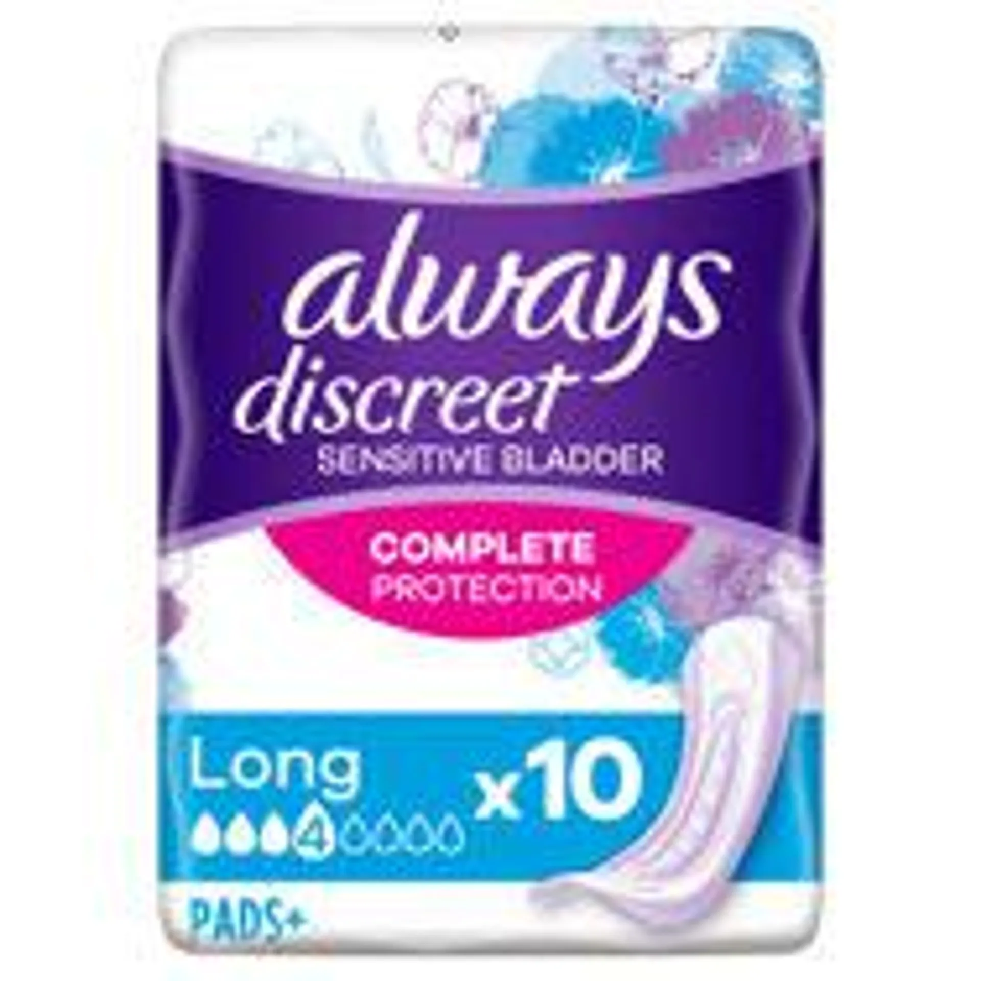 Always Discreet Incontinence Pads Long for Sensitive Bladder