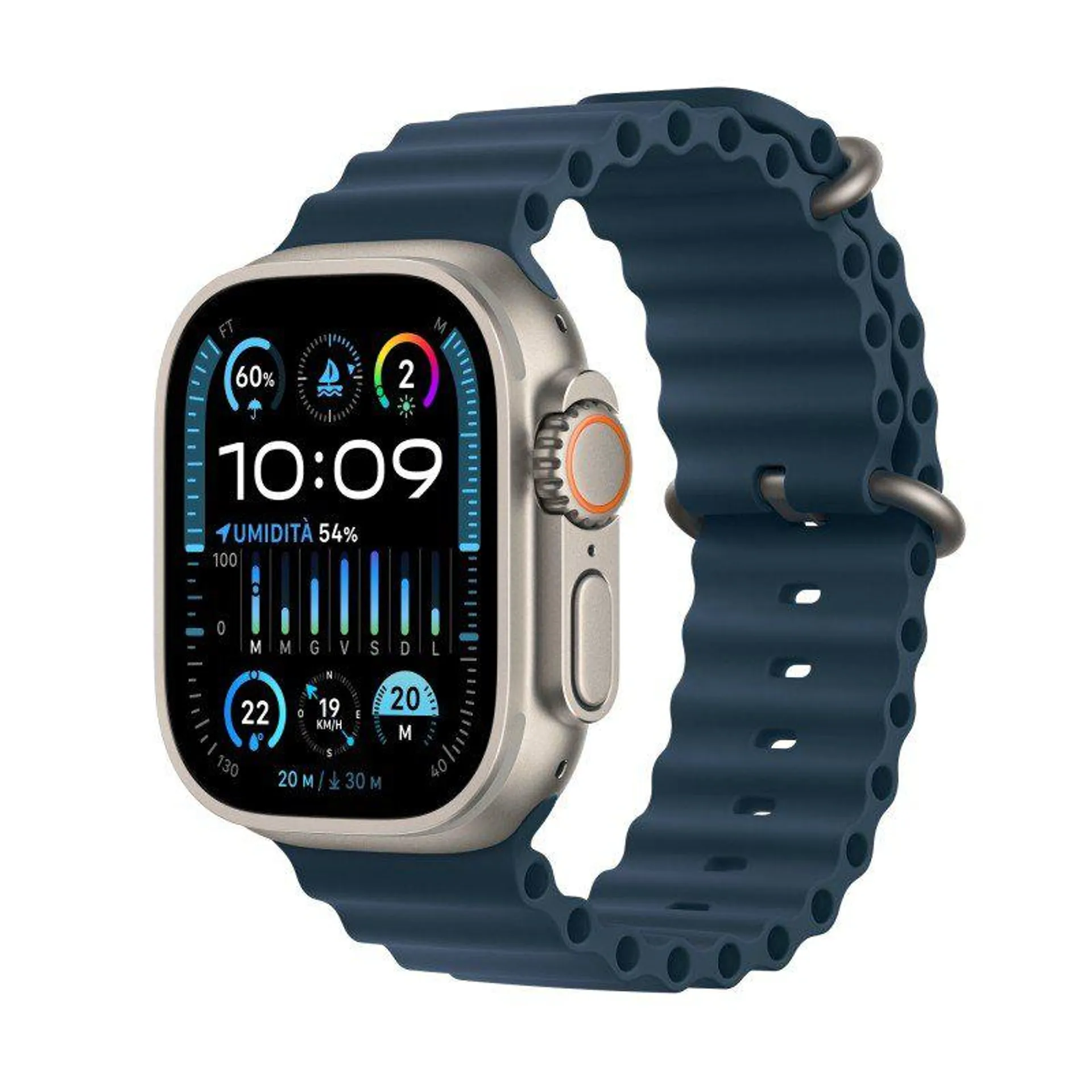 Apple Watch Ultra 2 GPS + Cellular, 49mm Titanium Case with Blue Ocean Band