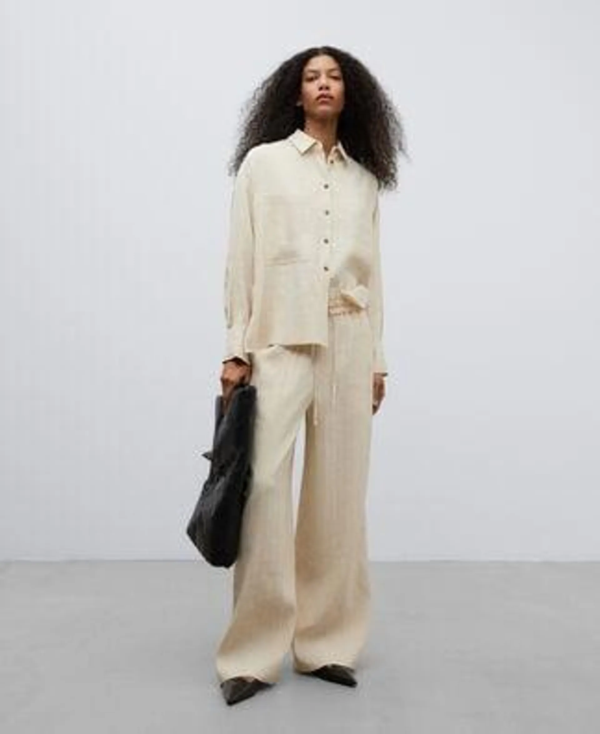 Linen beige shirt woman