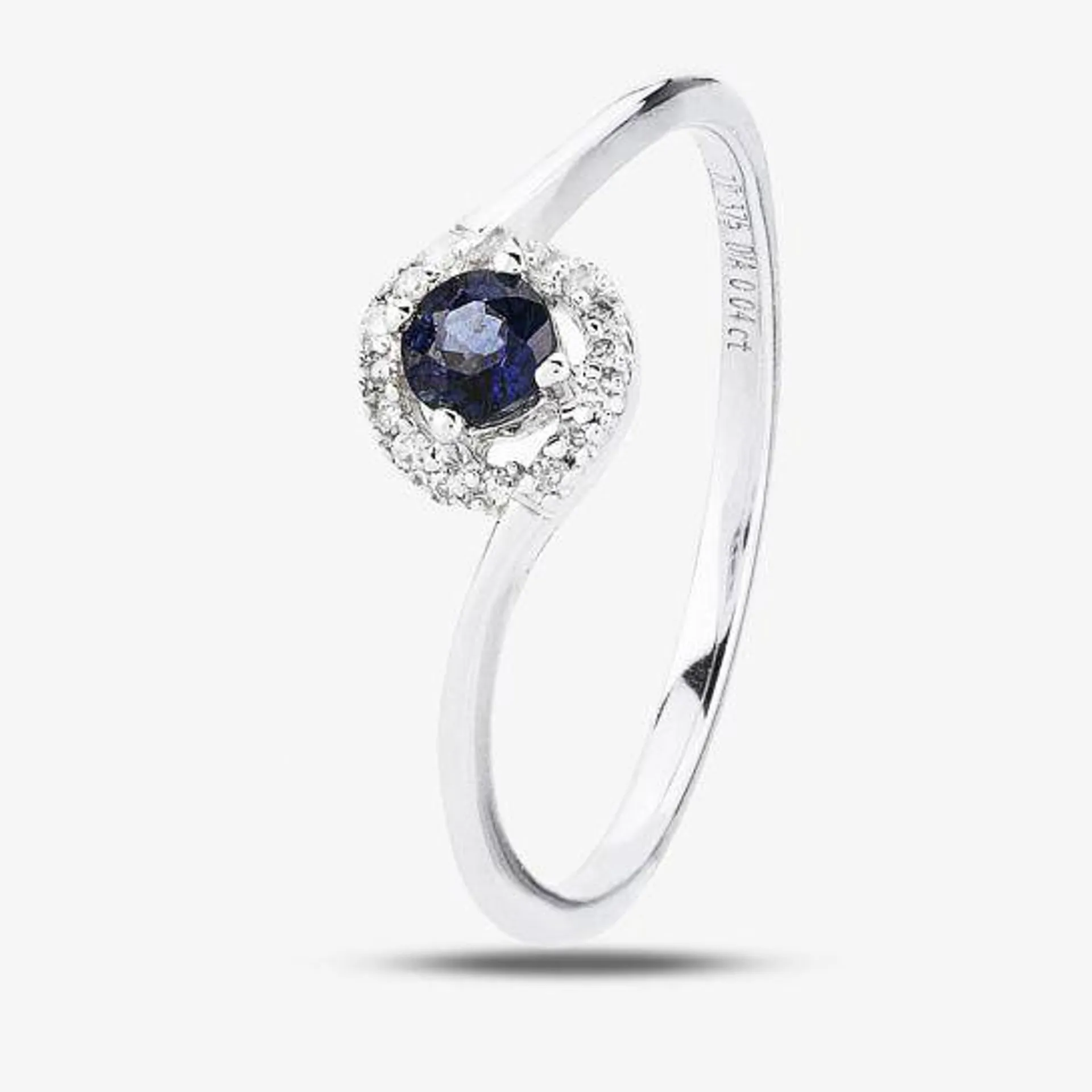 9ct White Gold Sapphire Diamond Cluster Twist Ring