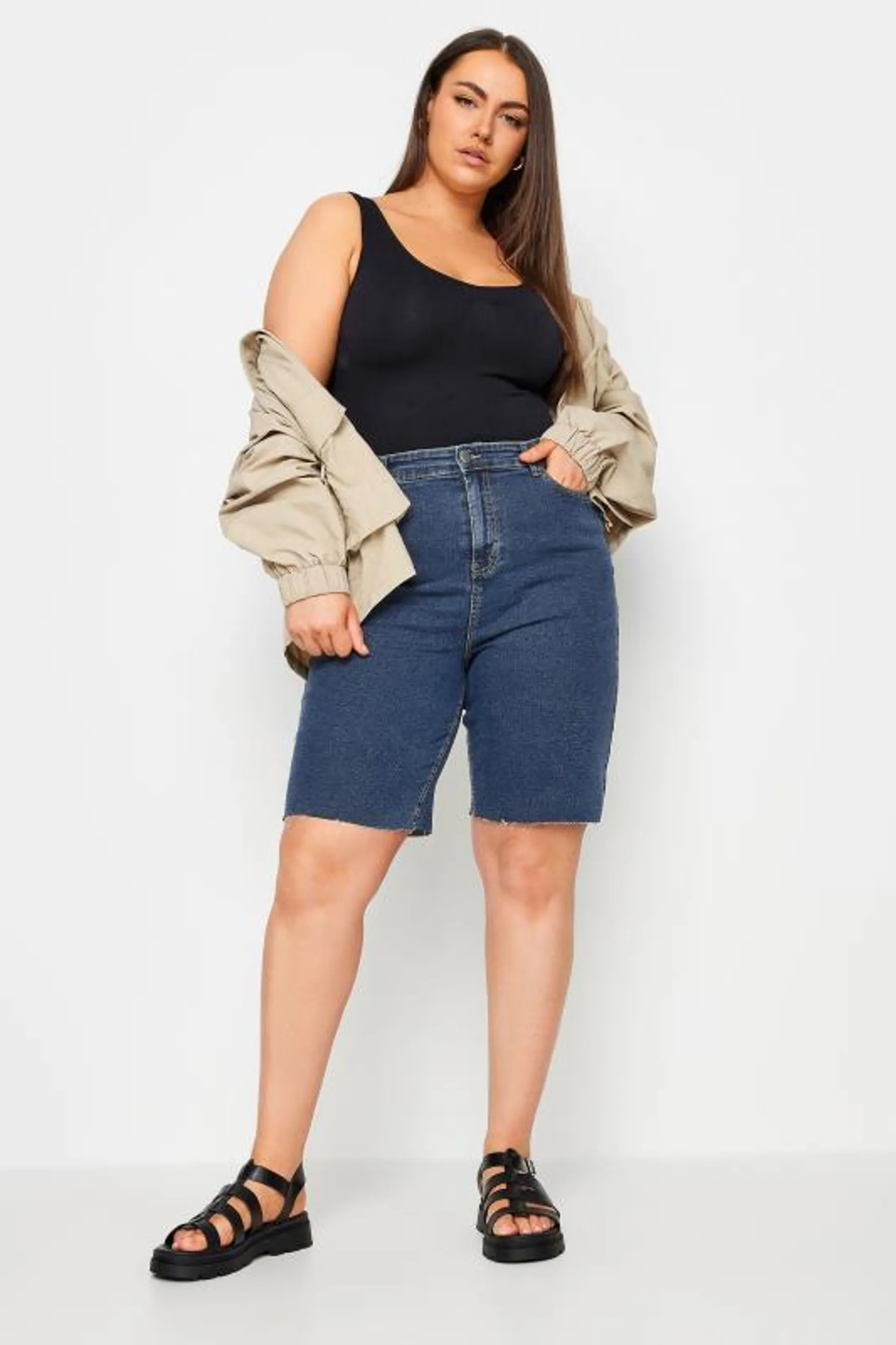 YOURS Curve Dark Blue Bermuda Shorts