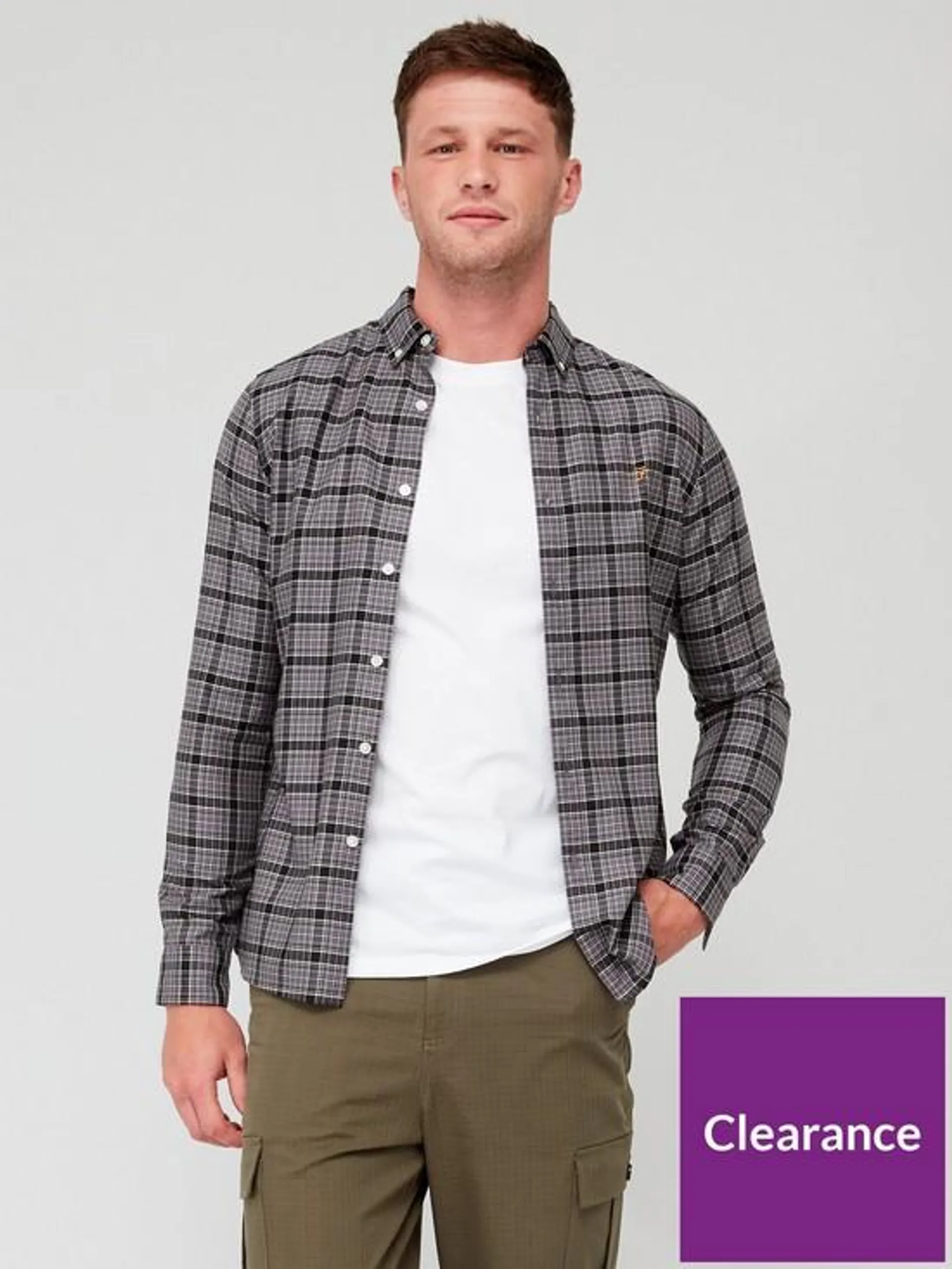 Fraser Long Sleeve Twill Check Shirt - Dark Grey