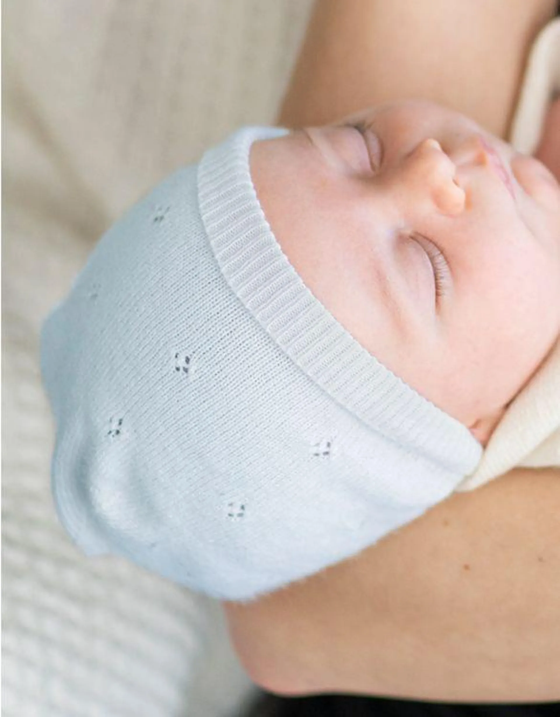 Mini Cotton & Cashmere Blue Knitted Baby Hat