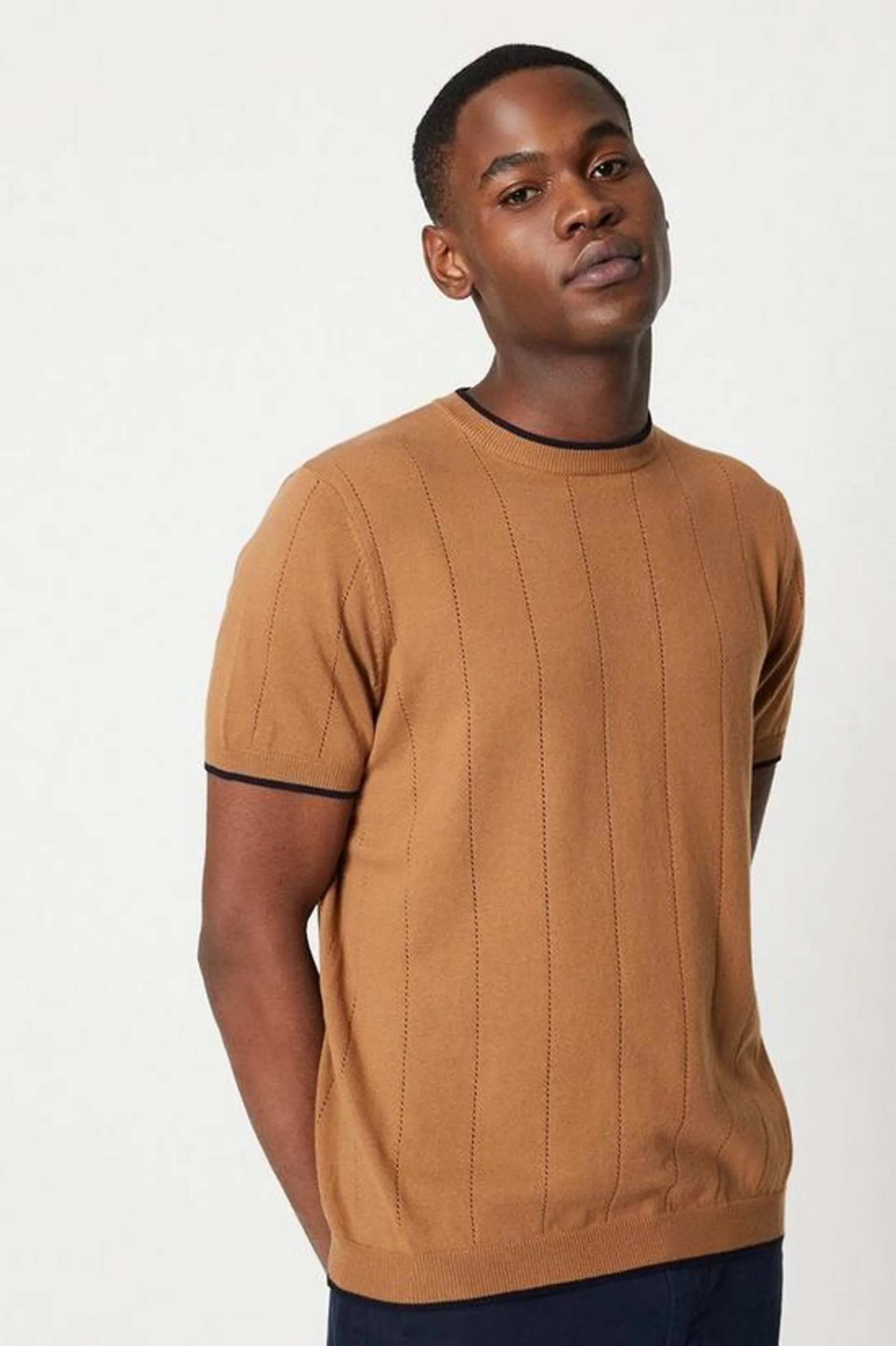 Pointelle Crew Knitted Tee