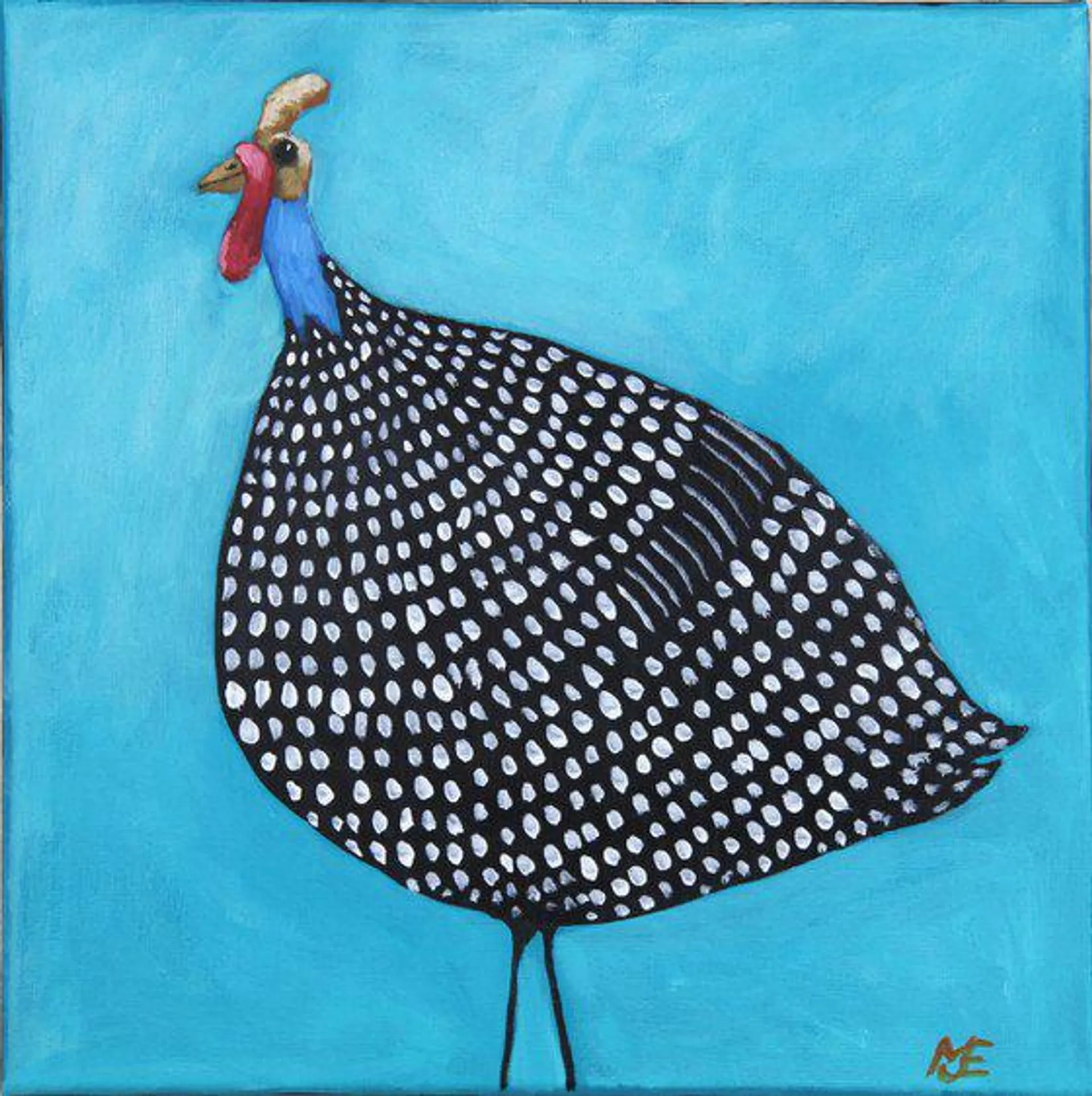 Guinea hen, ready to hang acrylic painting (2023)