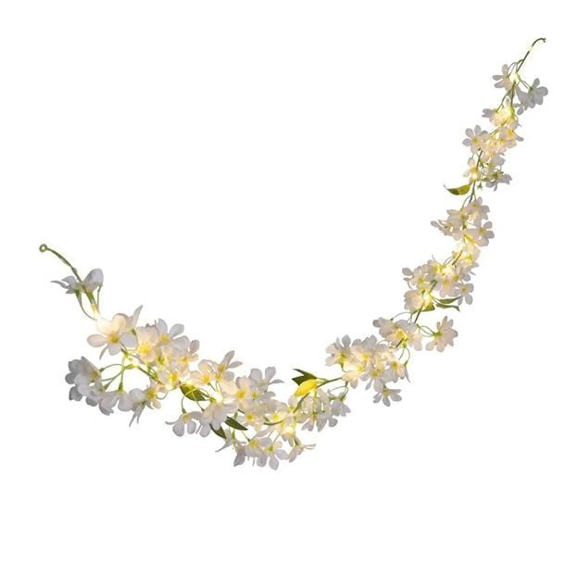 White Flower Solar Garland