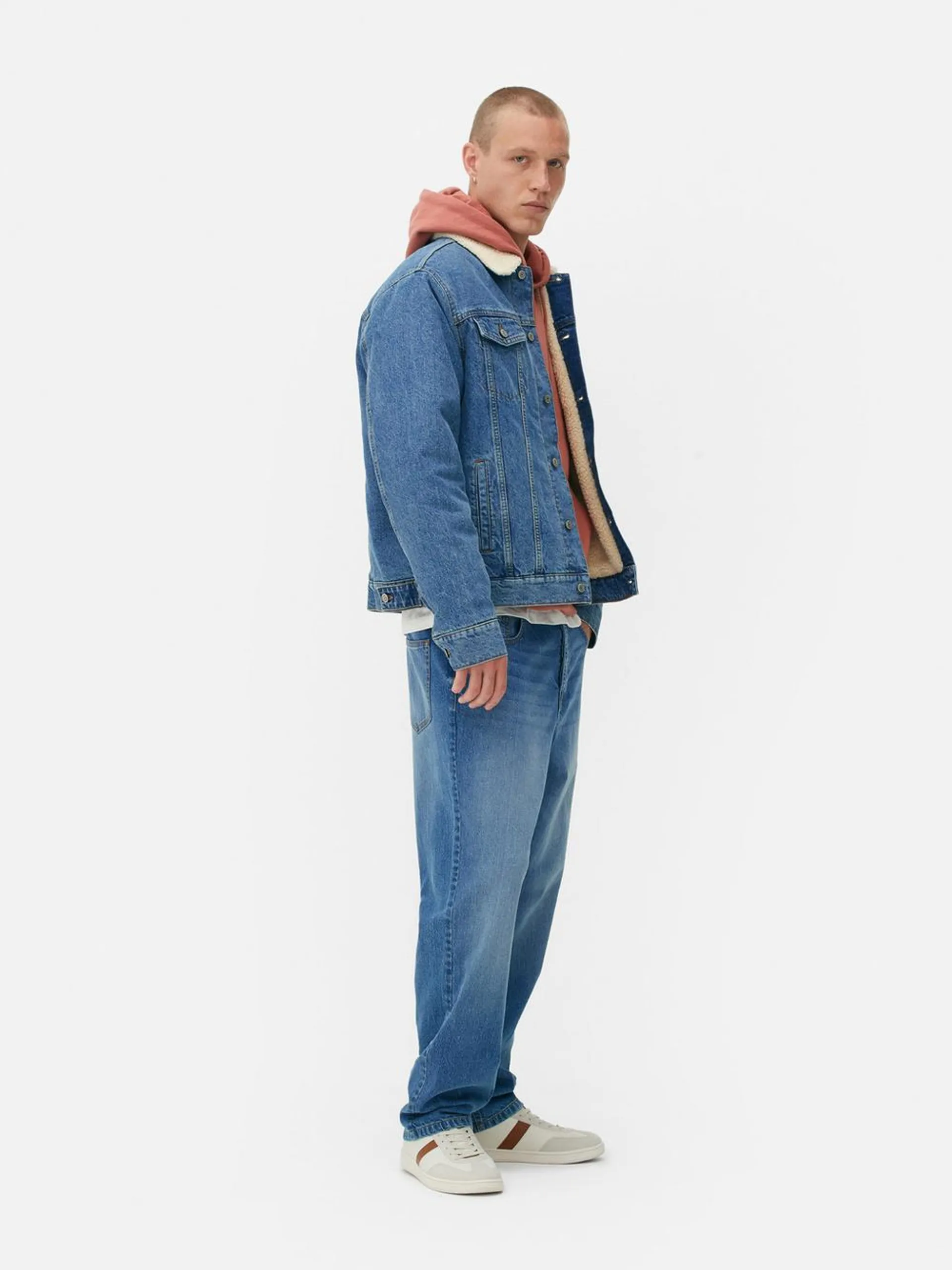 Borg Collar Denim Trucker Jacket