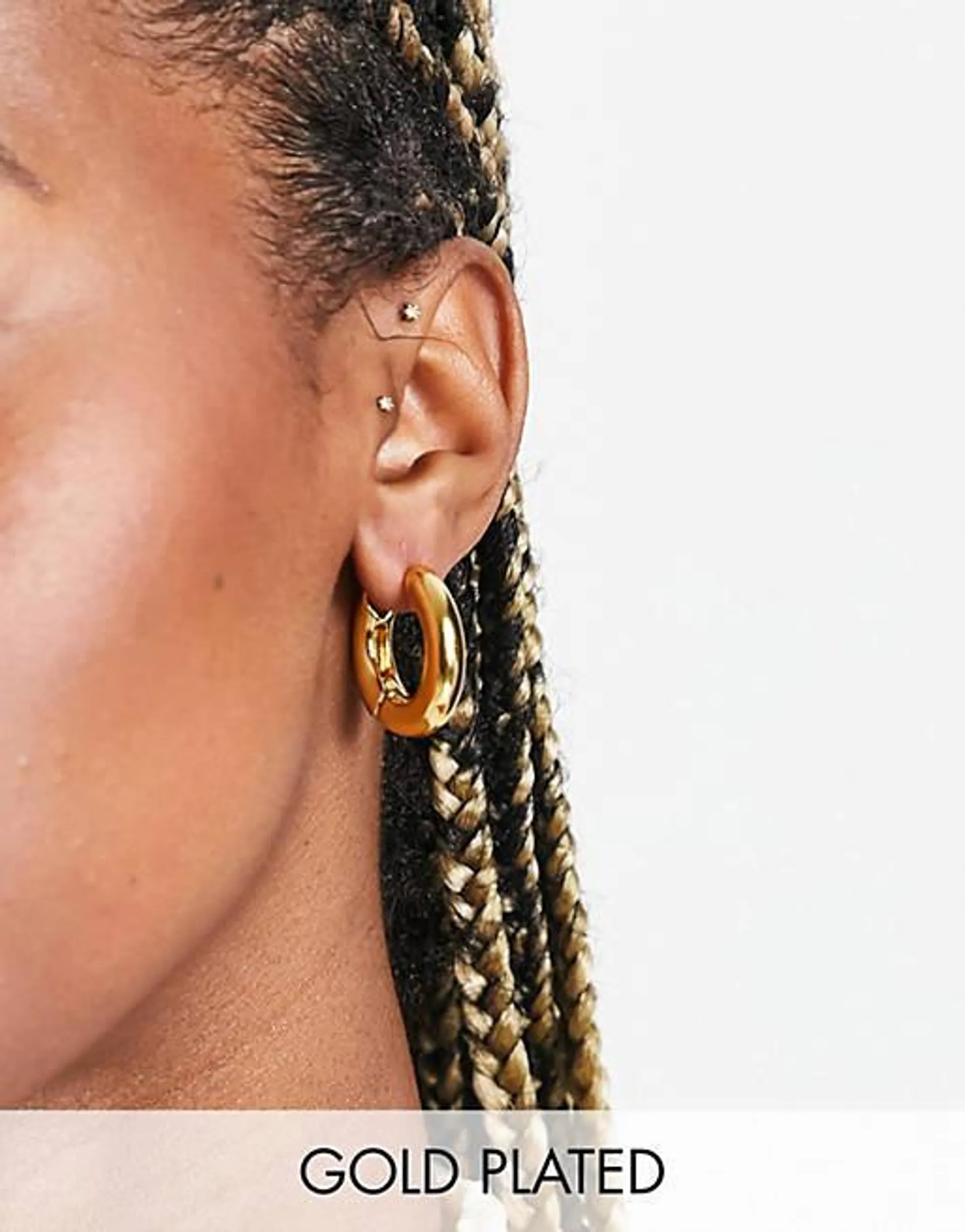 ASOS DESIGN 14k gold plated 20mm hinge hoop earrings