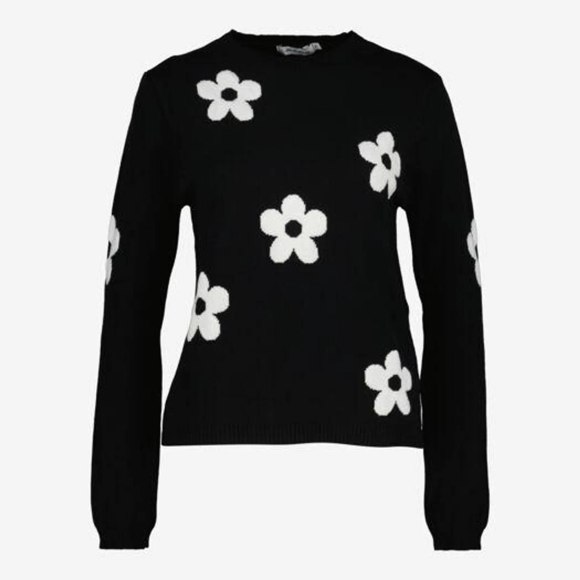 Black Flower Detail Knit Jumper