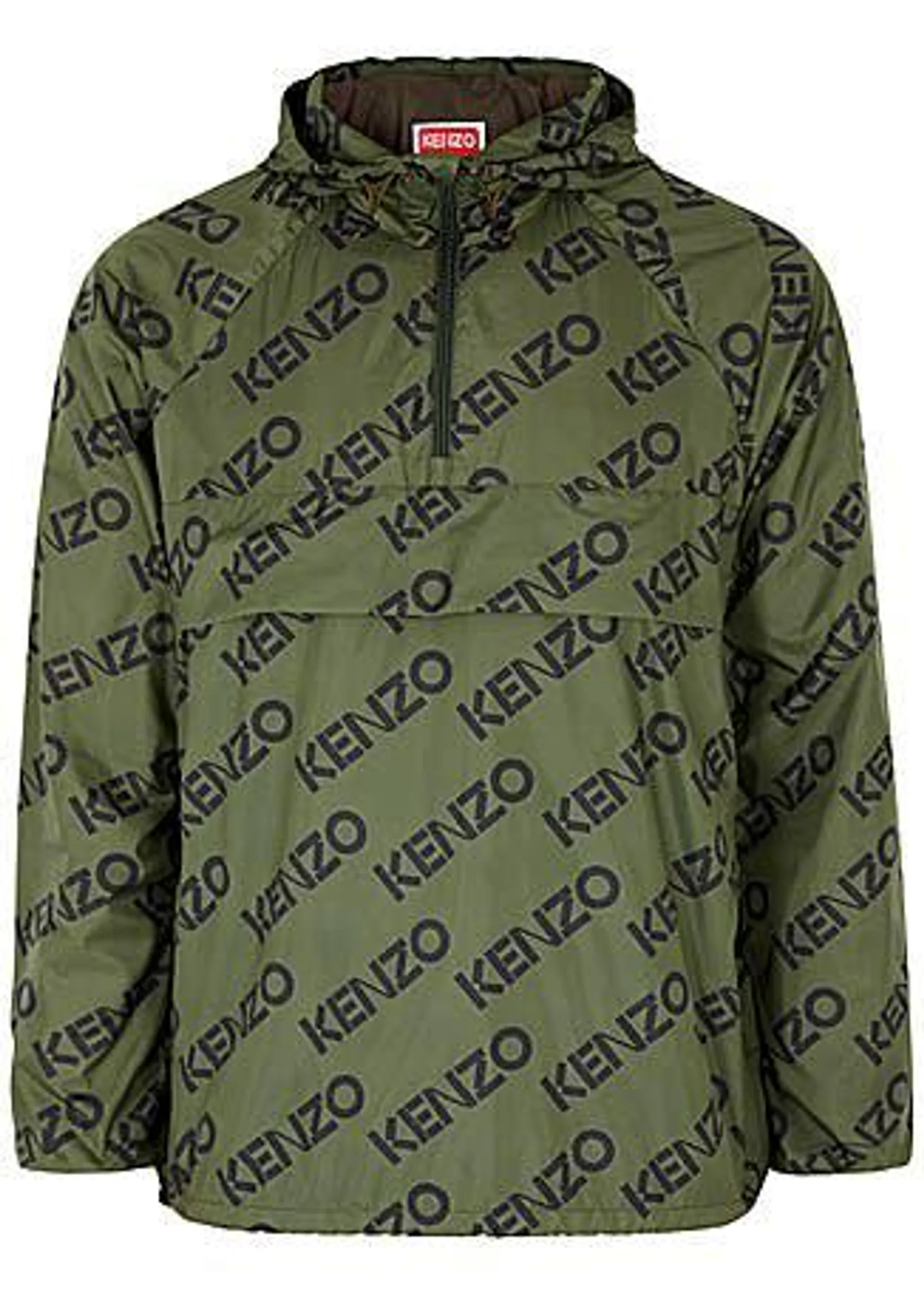 Green monogrammed hooded nylon jacket