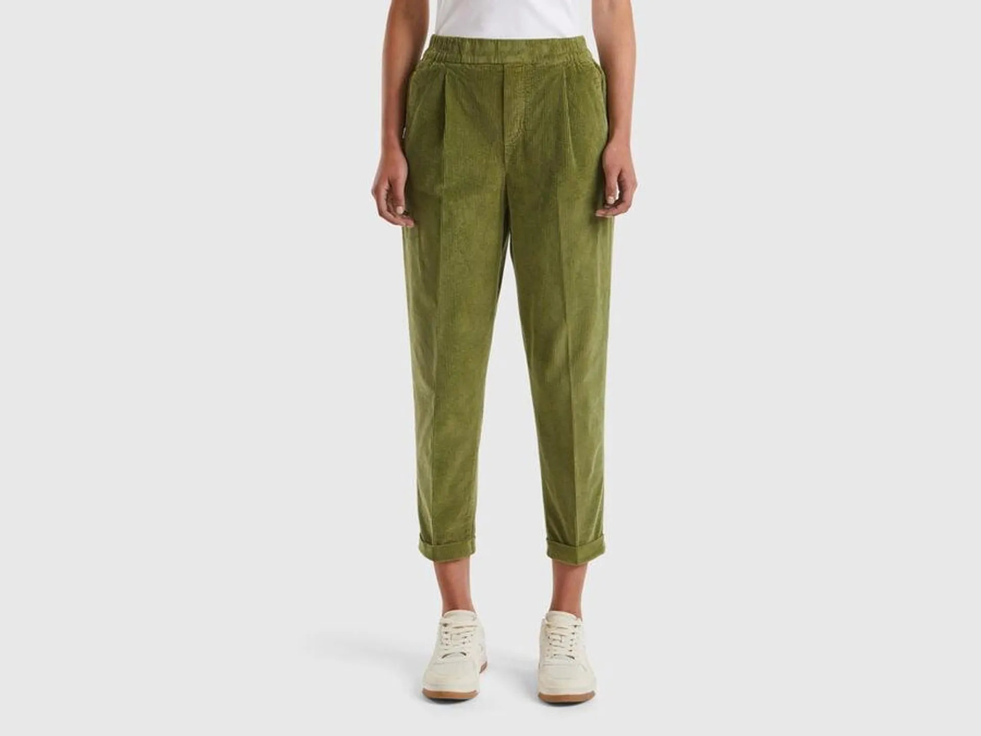 Chinos in velvet with stretch waist