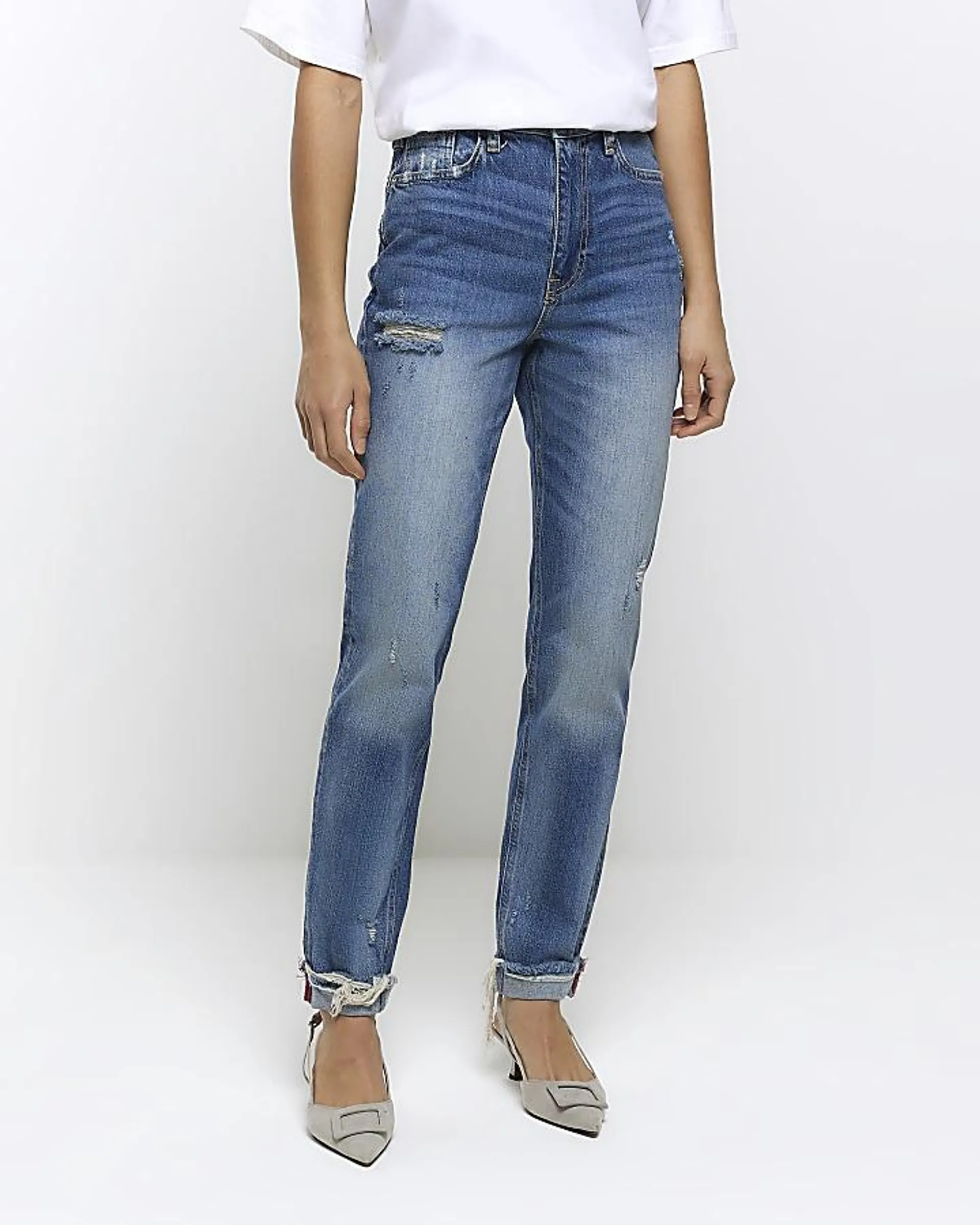 Blue high waisted sculpt mom jeans