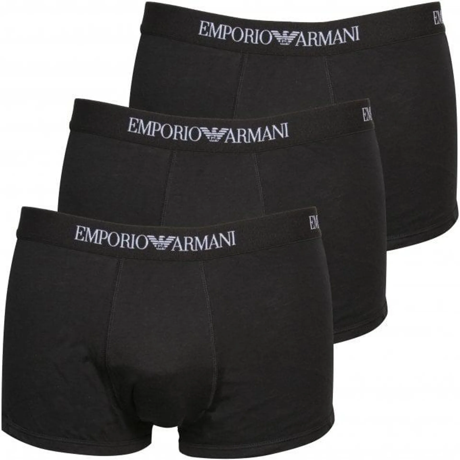 3-Pack Pure Cotton Boxer Trunks, Black