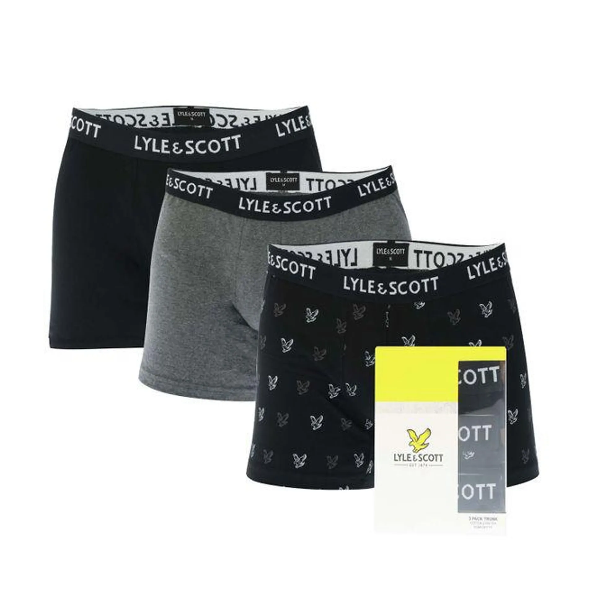 Lyle And Scott Mens Elliot 3 Pack Boxer Shorts in Black