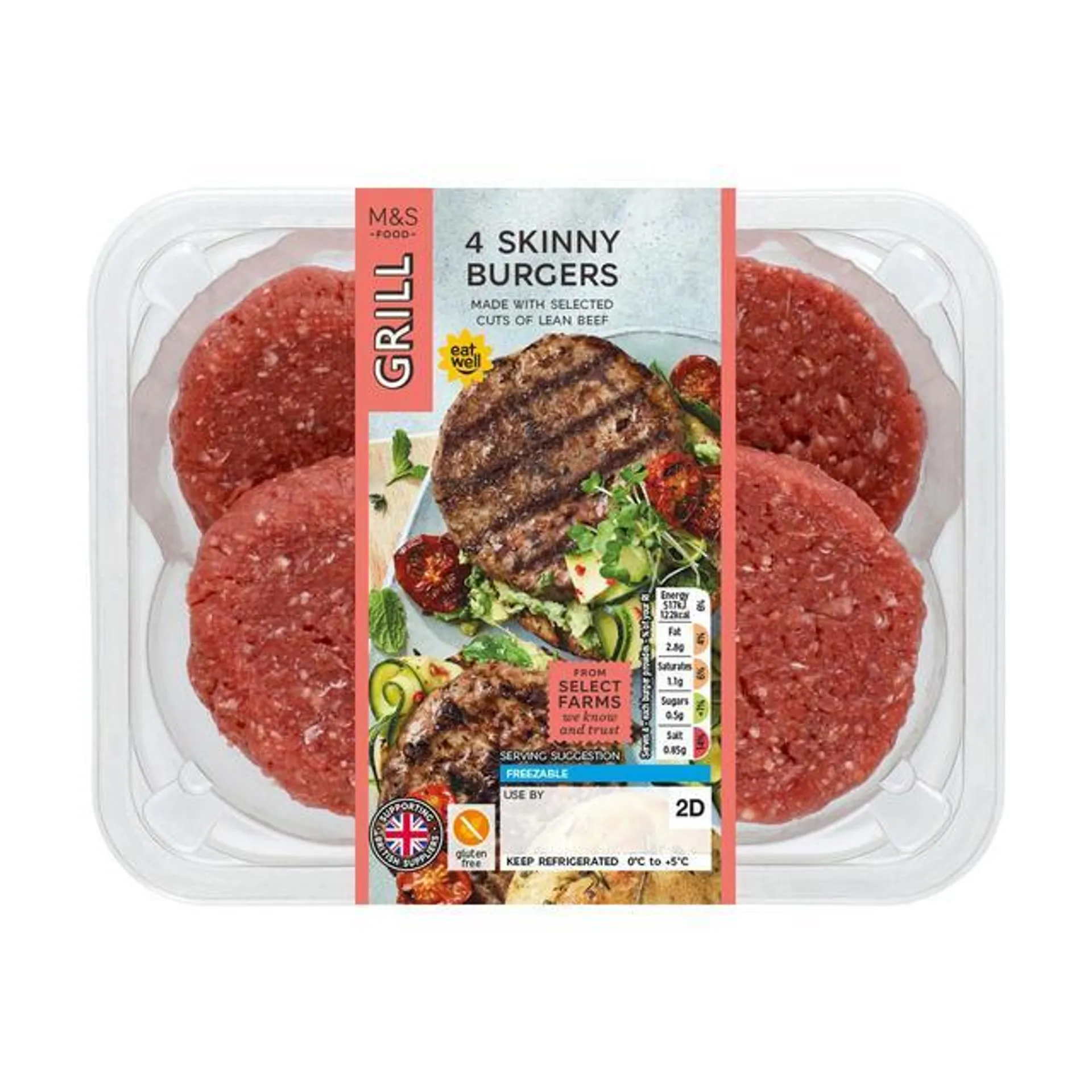 M&S Select Farms 4 Beef Burgers 3% Fat