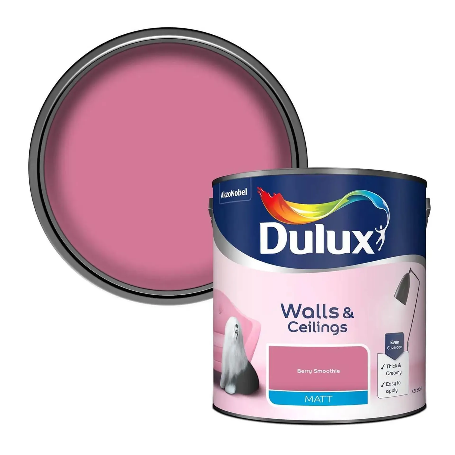 Dulux Matt Emulsion Paint Berry Smoothie - 2.5L