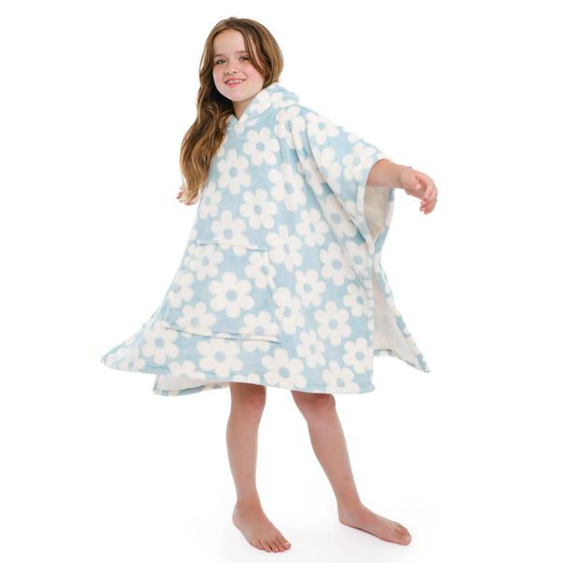 Kids Retro Flower Oversized Blanket Hoodie