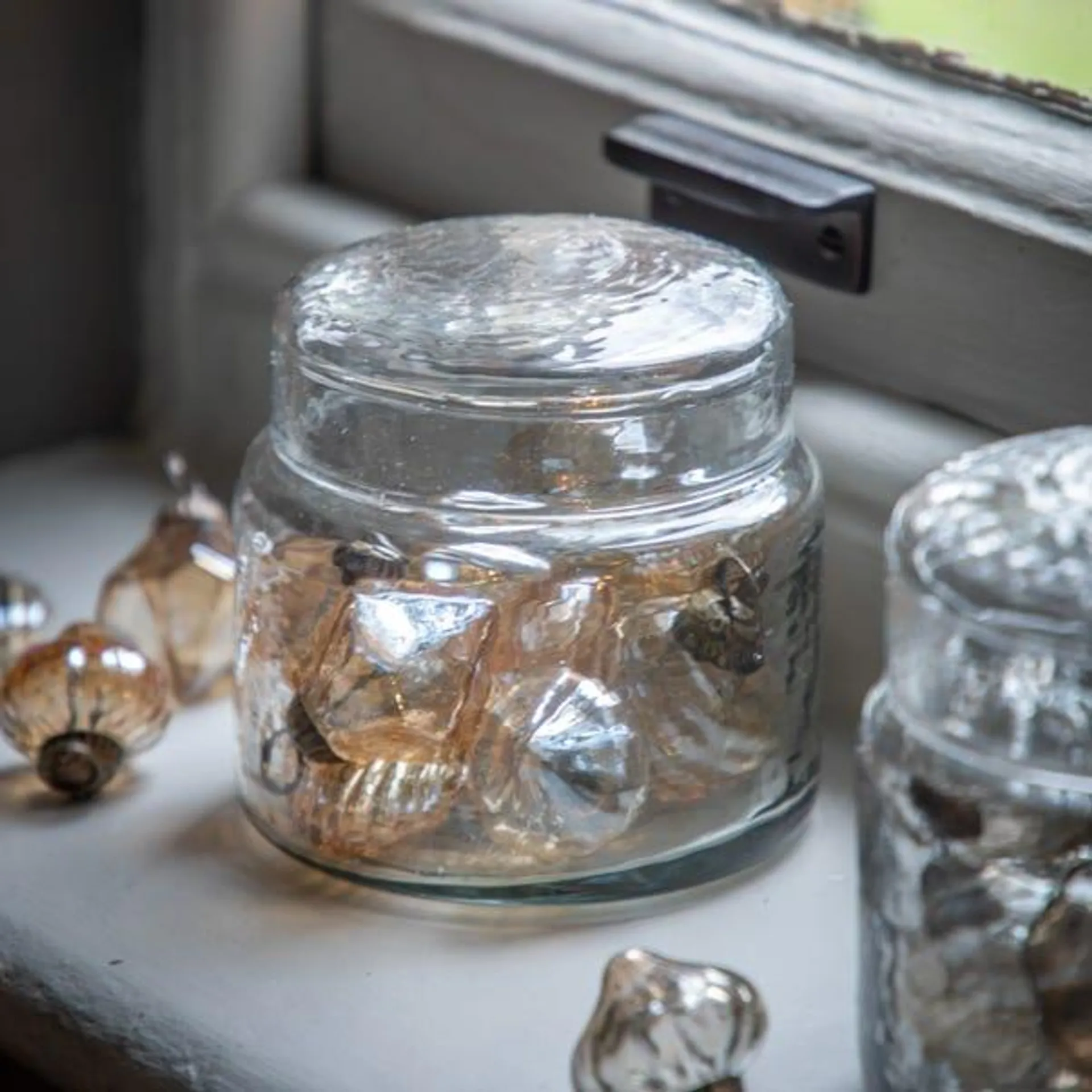 Set of 12 Tinted Glass Decorations in a Jar