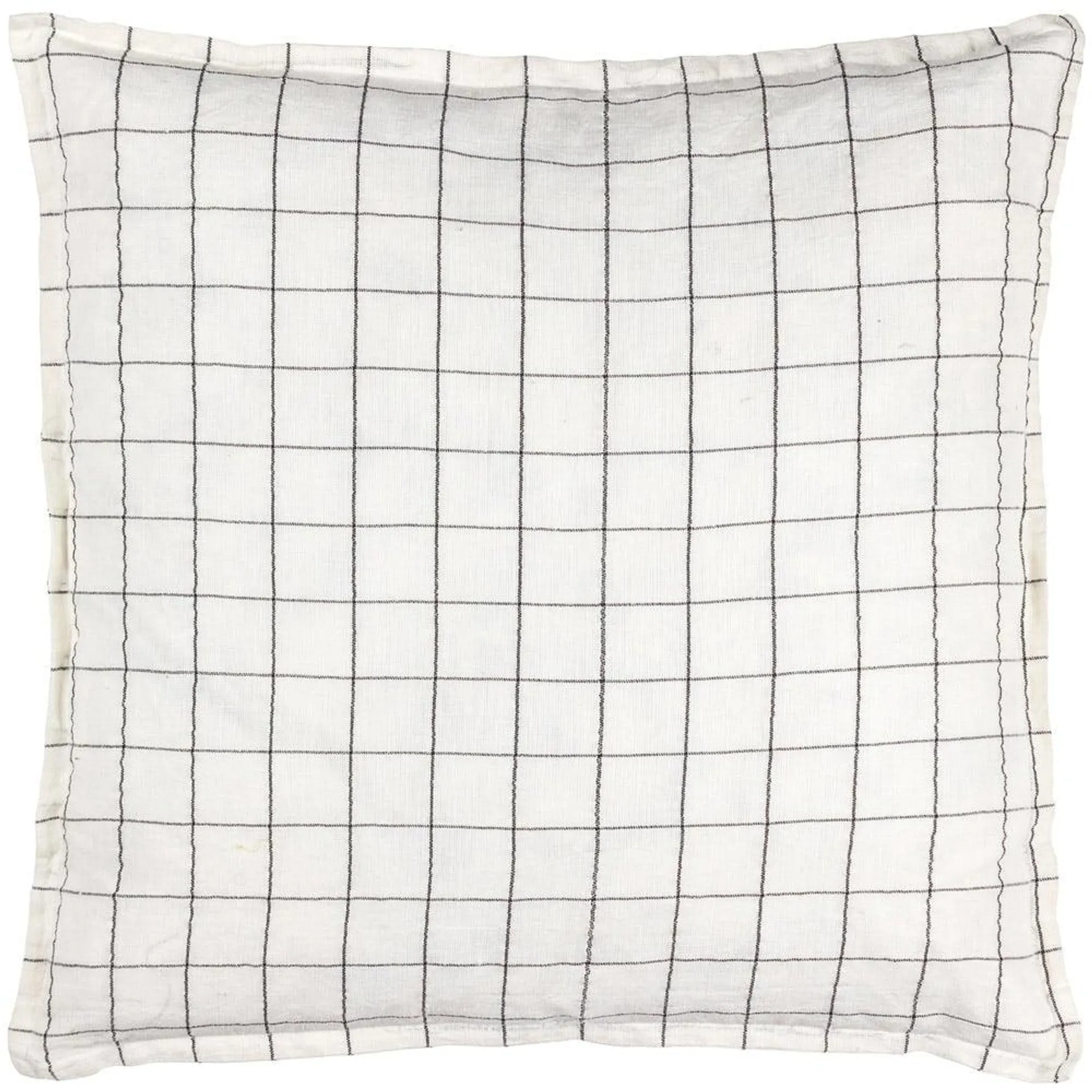 Yard Grid Check Ecru Linen Cushion