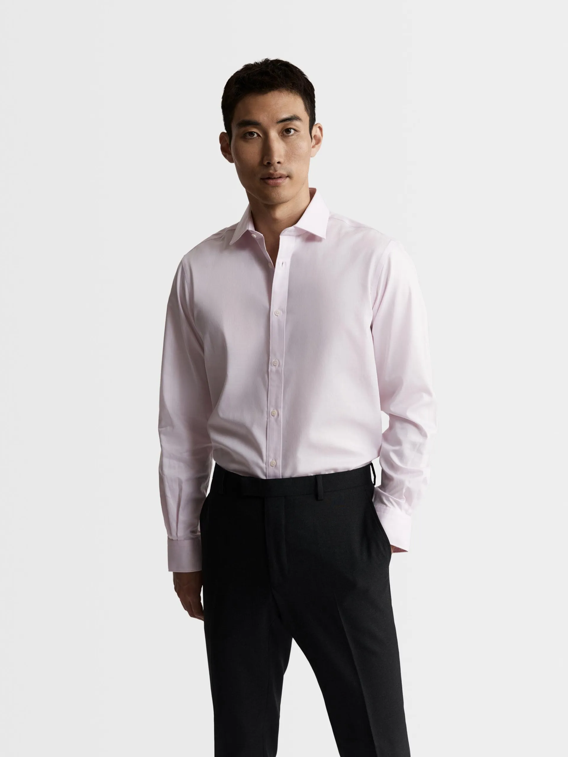 Max Performance Pink Twill Super Fitted Single Cuff Classic Collar Shirt