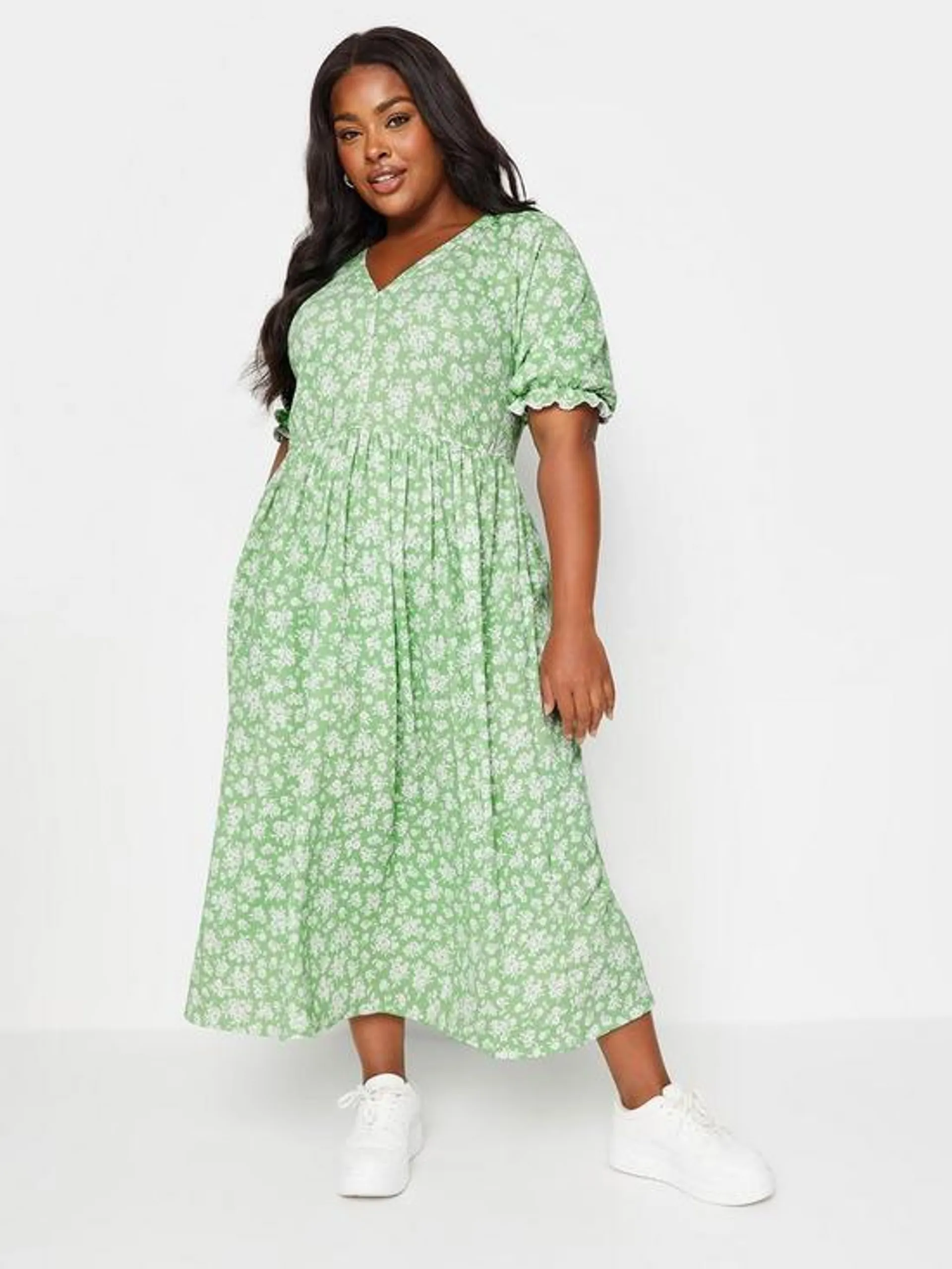 Curve Raglan Prairie Dress Green Silhouette - Green