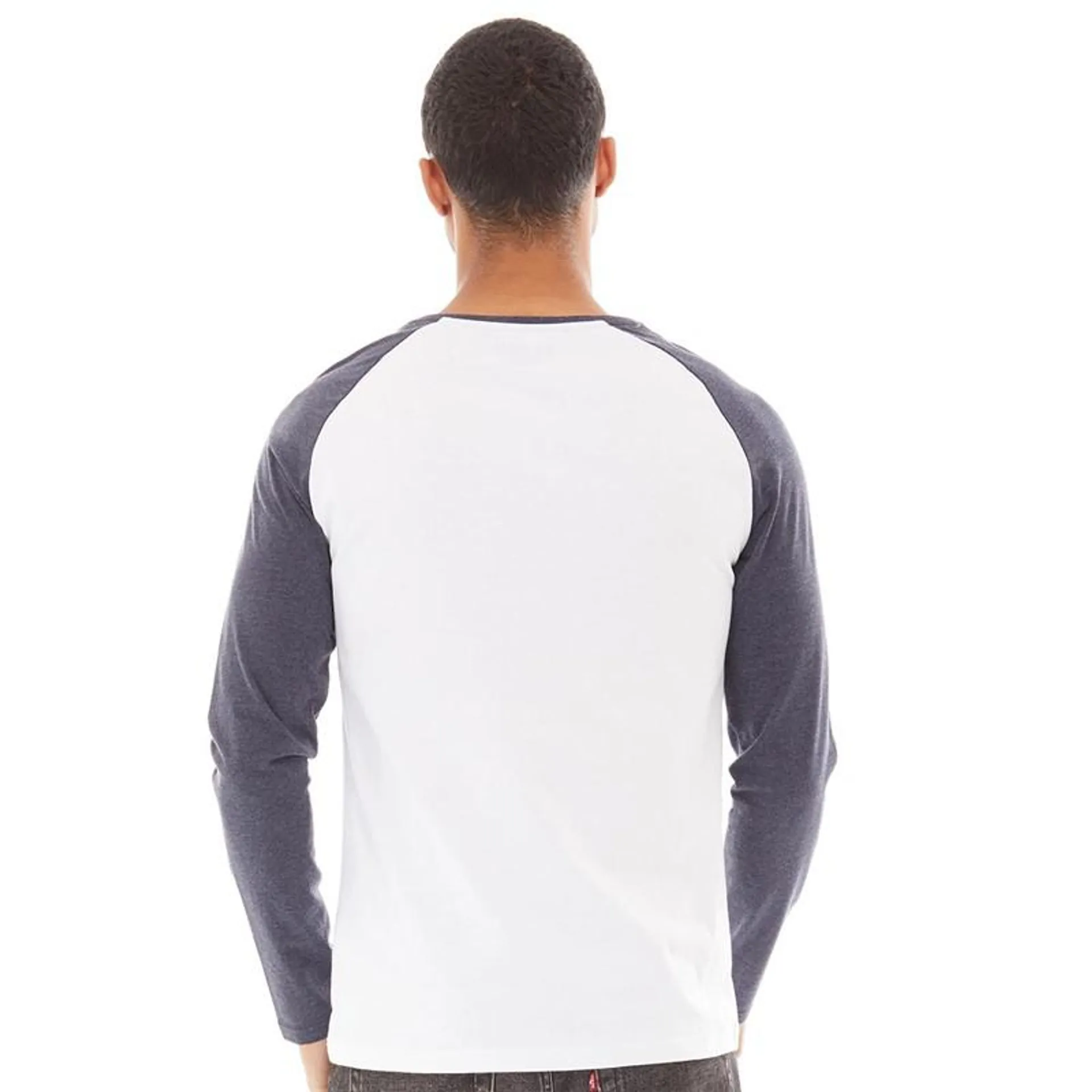 Fluid Mens Raglan Long Sleeve Top White/​Navy Marl