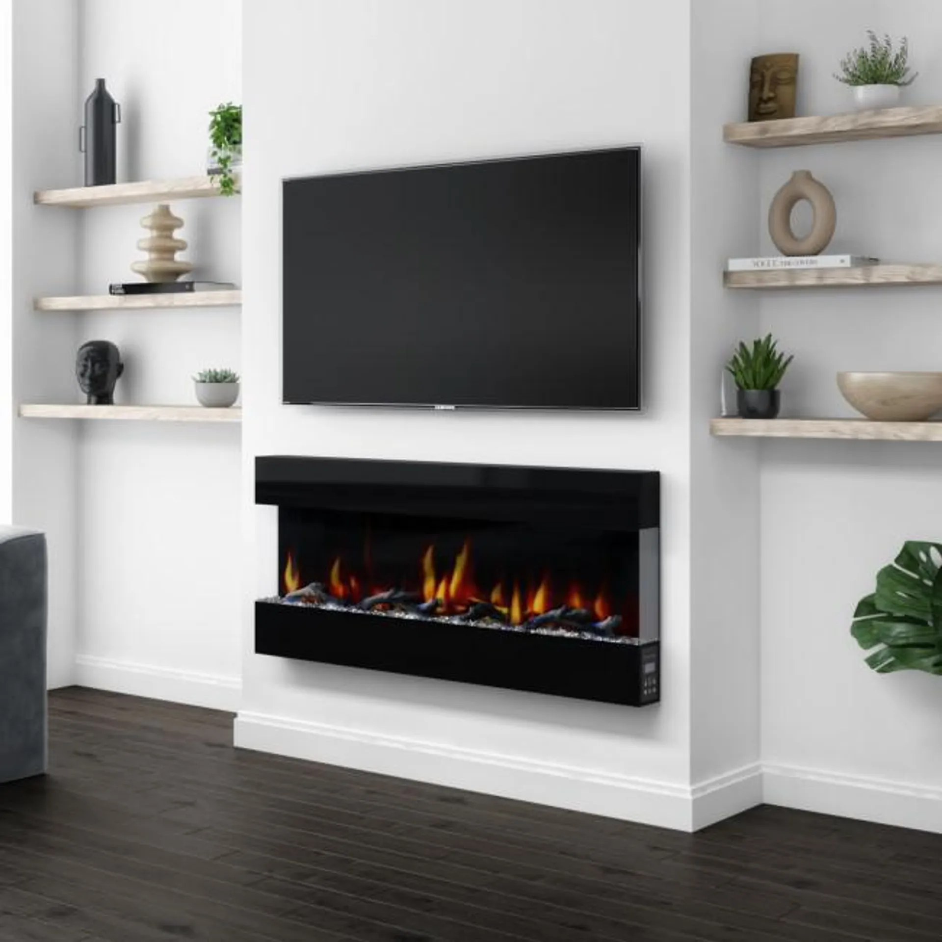 Black Wall Mounted Electric Fireplace 50 Inch - Amberglo