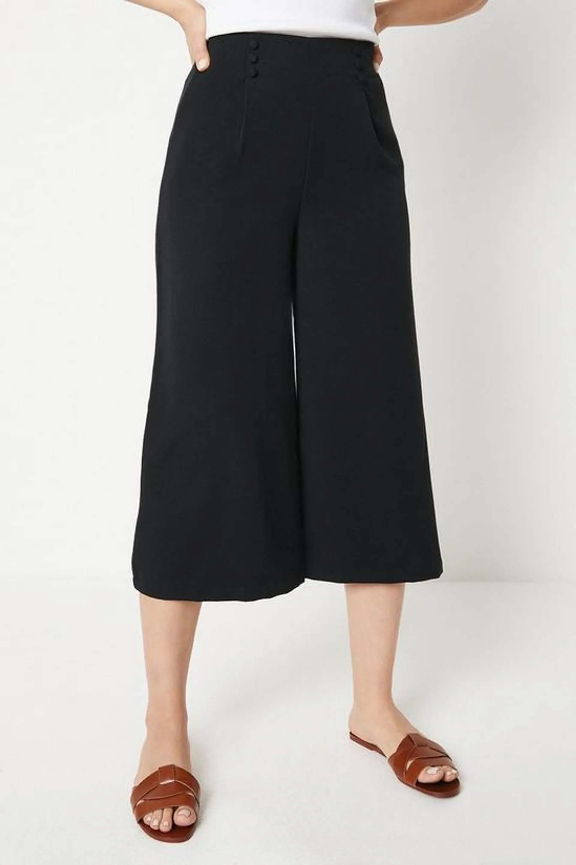 Button Front Culotte Trouser