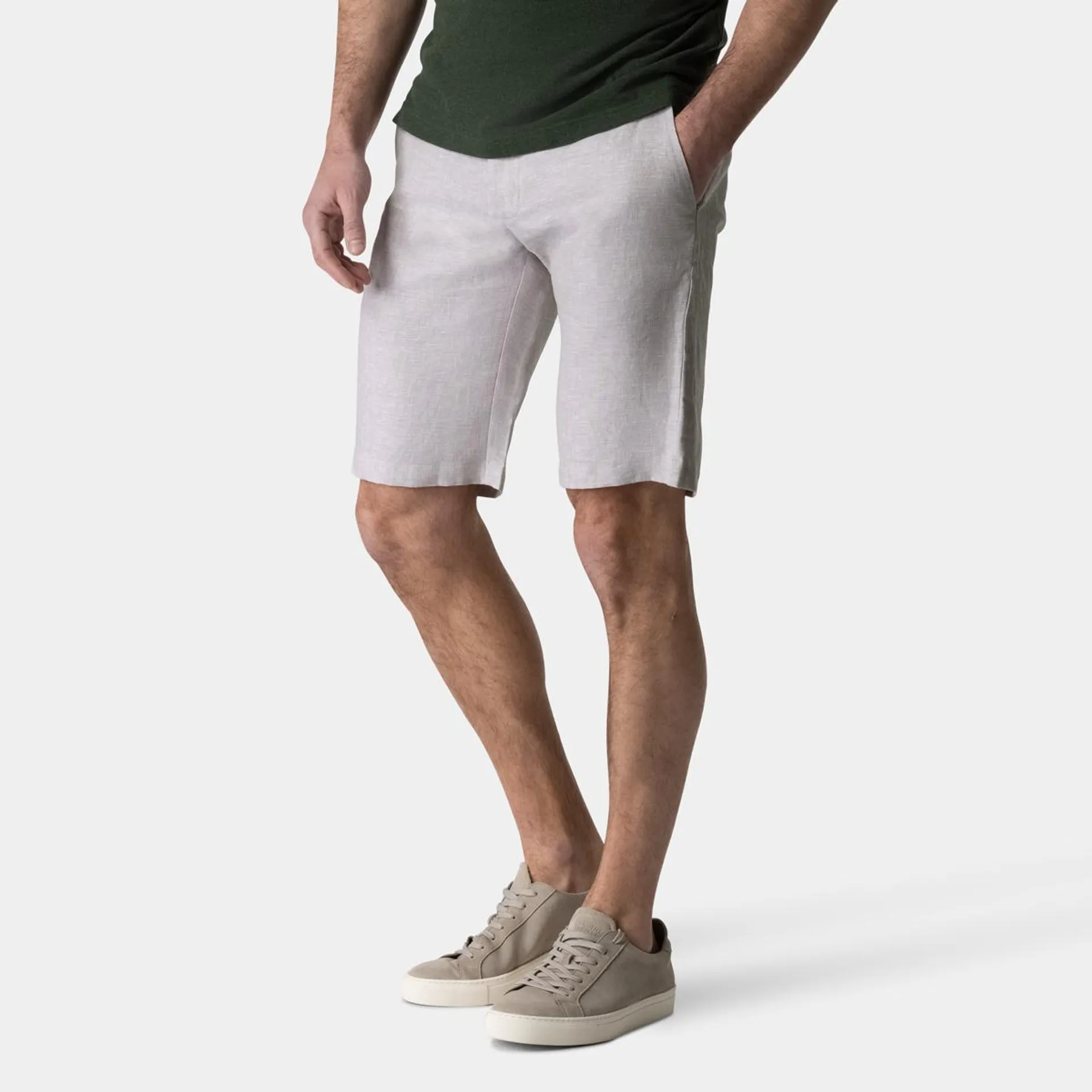 Sand melange linen shorts