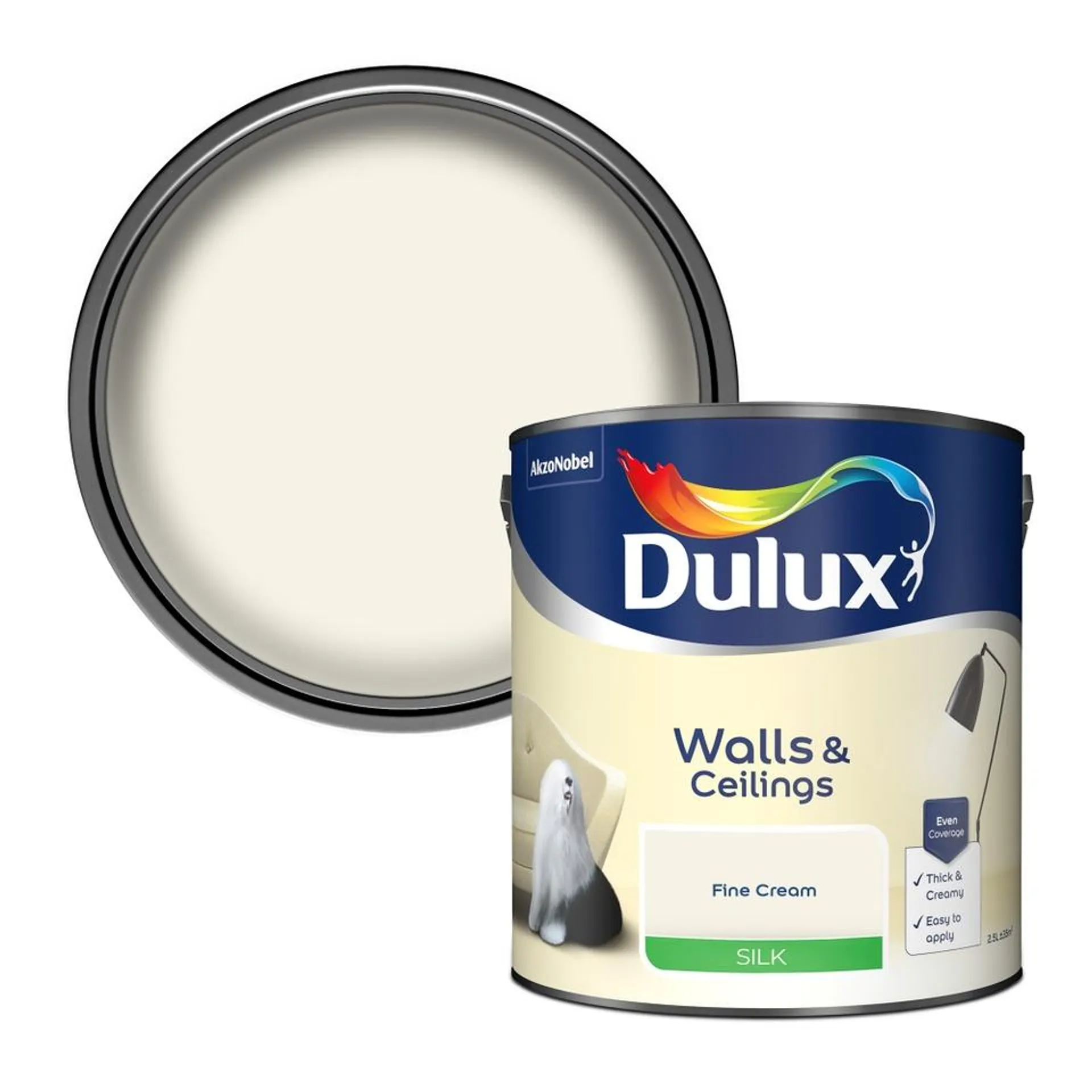 Dulux Silk Emulsion Paint Fine Cream - 2.5L