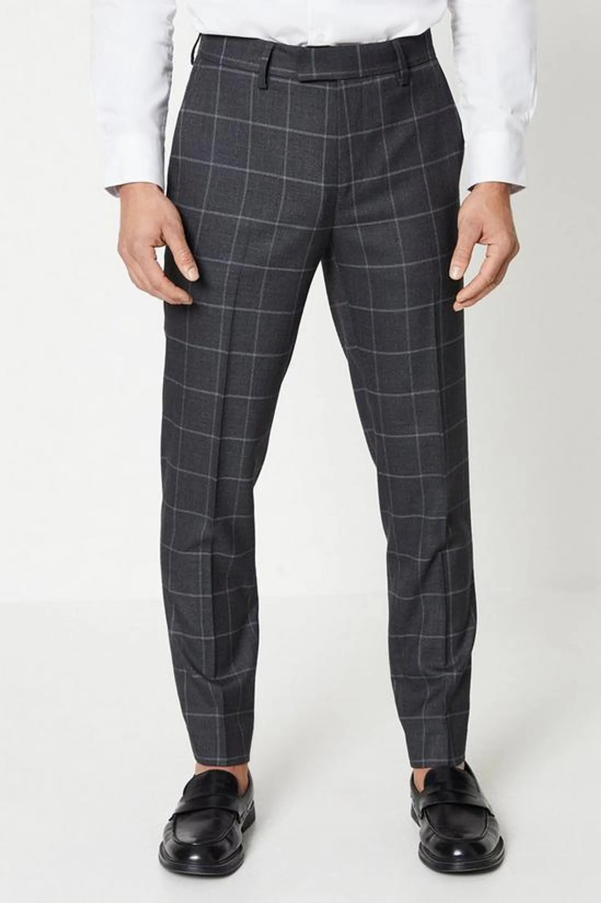 Slim Windowpane Check Suit Trouser