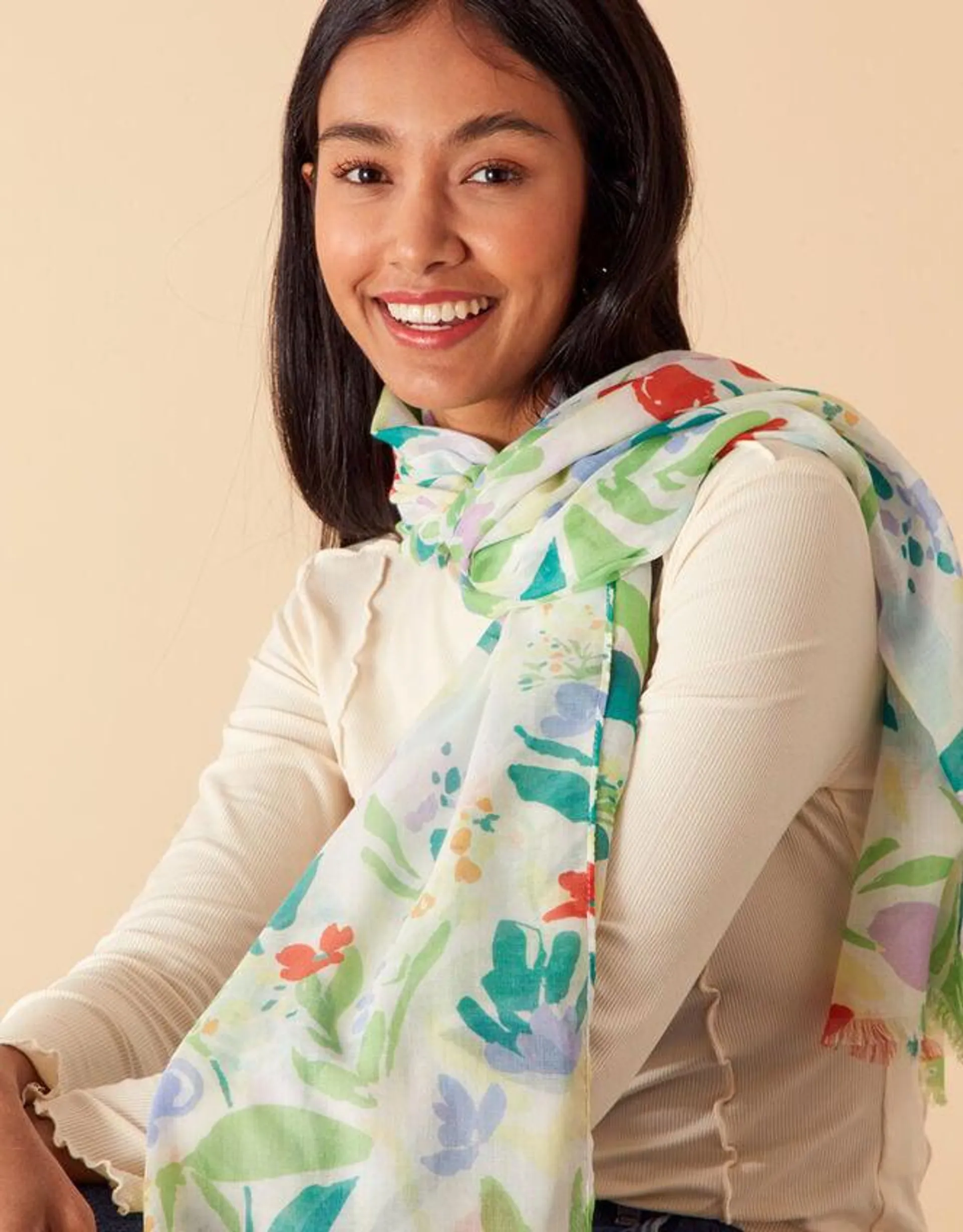 Floral Lightweight Scarf in Recycled Polyester