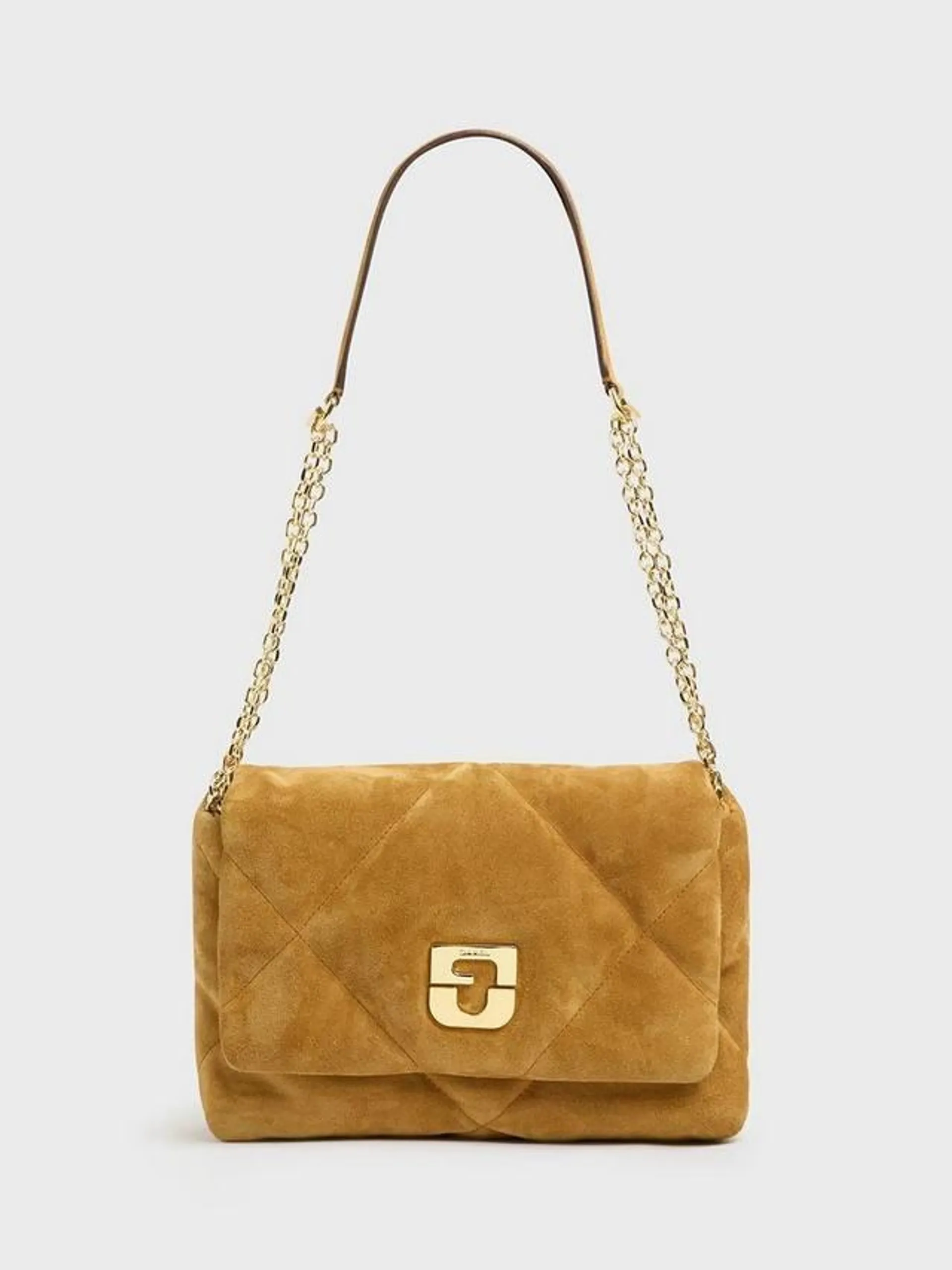 Le Fanny Quilted Suede Crossbody Bag