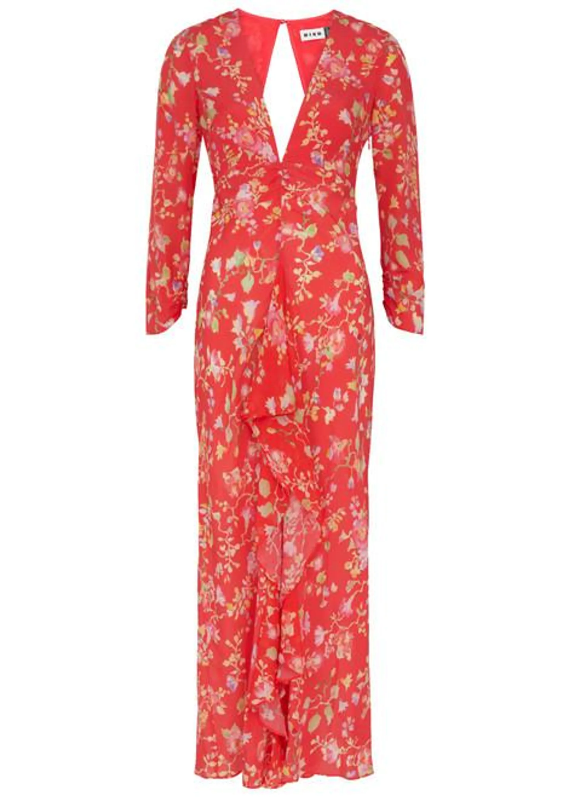 Rose floral-print silk midi dress