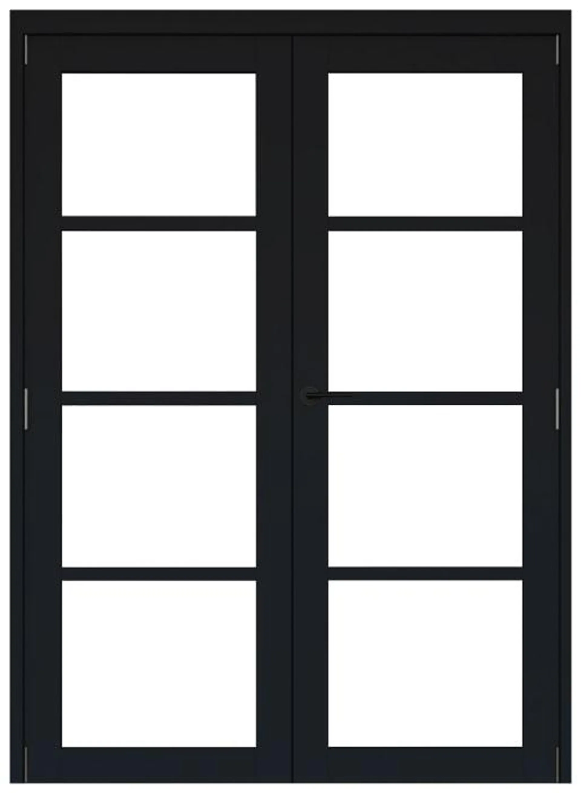 Rohden Black Fully-Finished 4 Light Internal French Door Set - 2010 mm