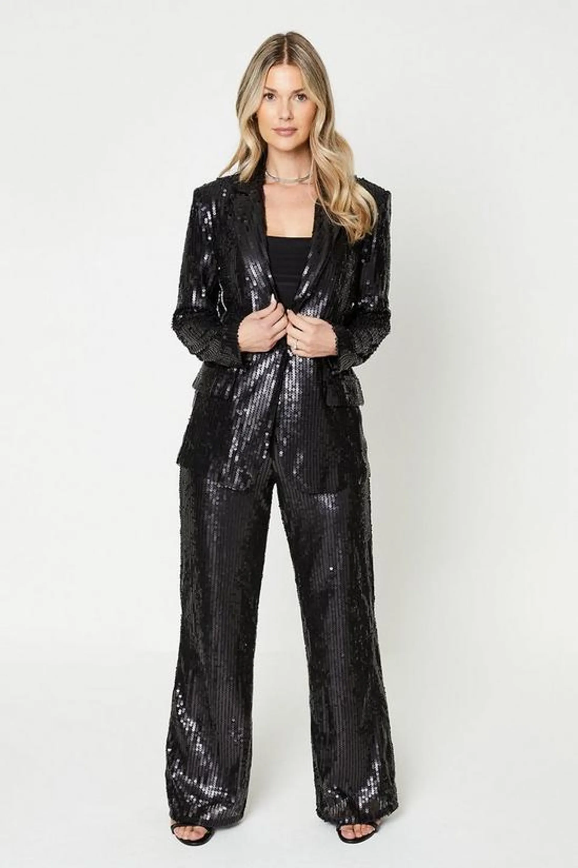 Sequin Wide Leg Trousers