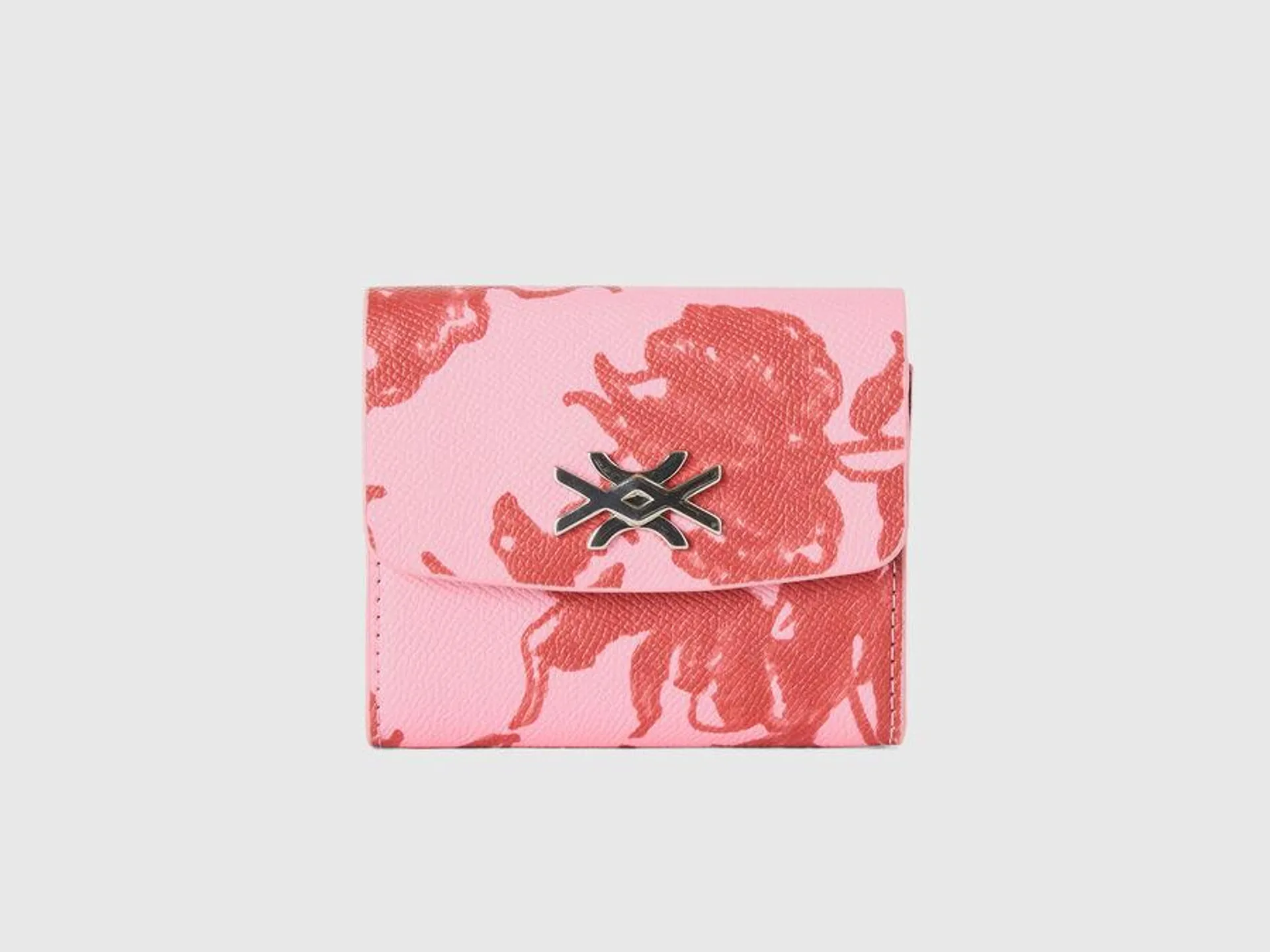 Pastel pink wallet with floral print