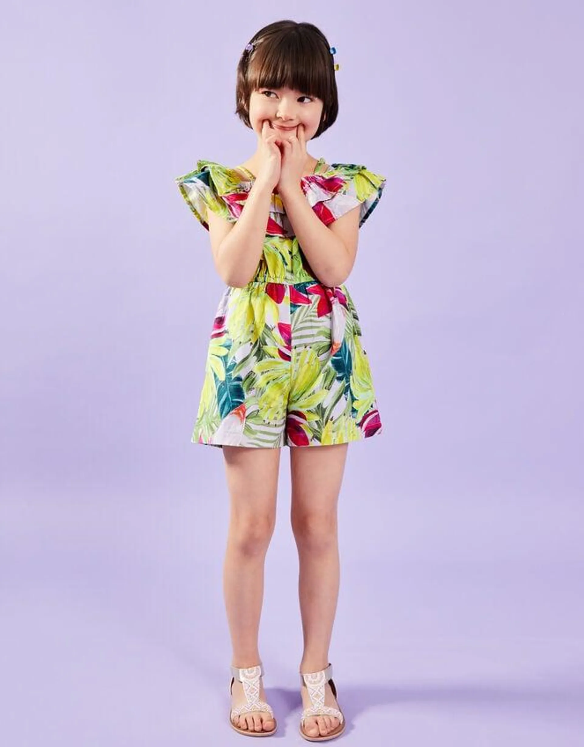 Girls Tropical Jumpsuit Multi