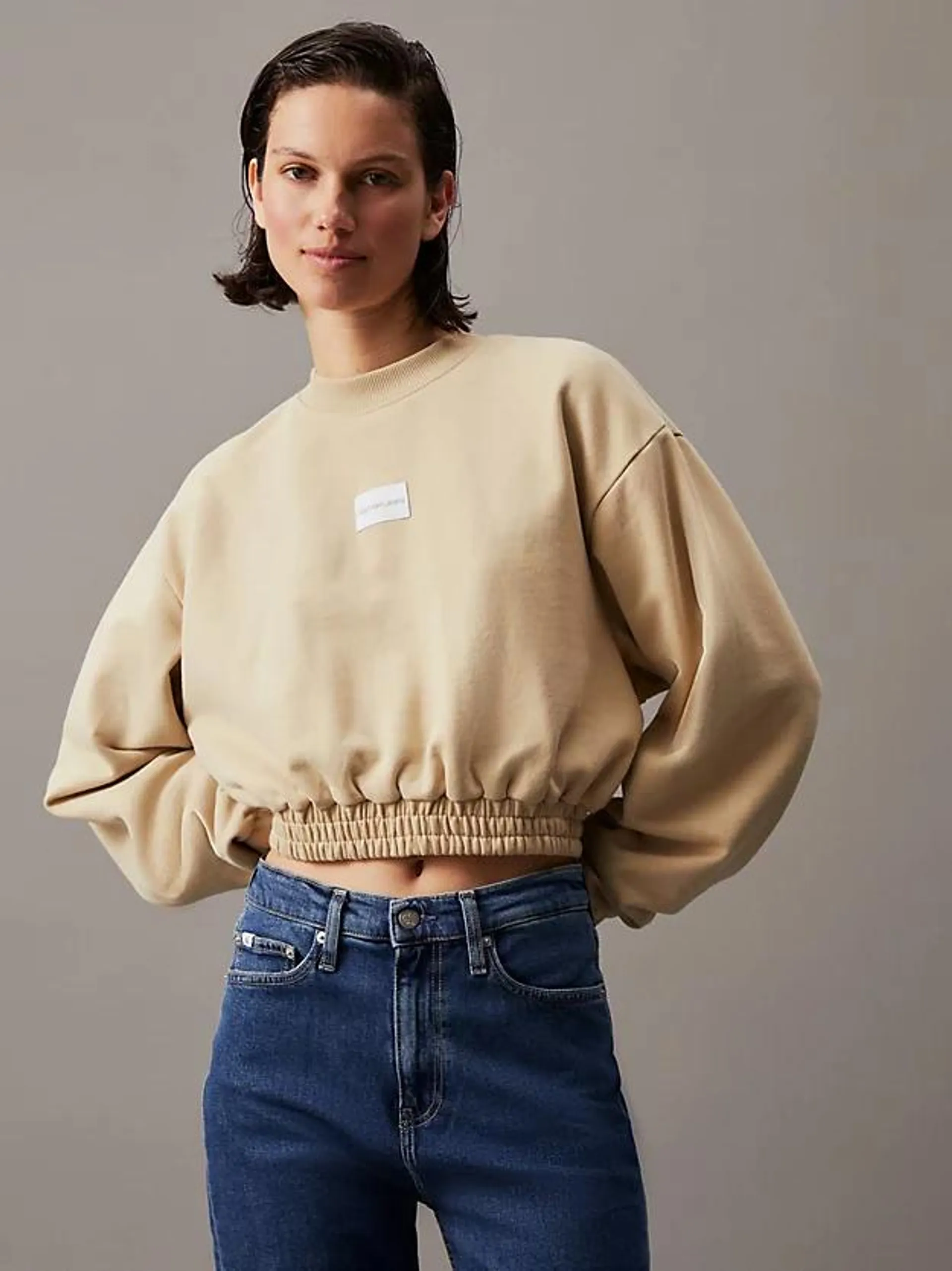 Cropped Cotton Terry Sweatshirt