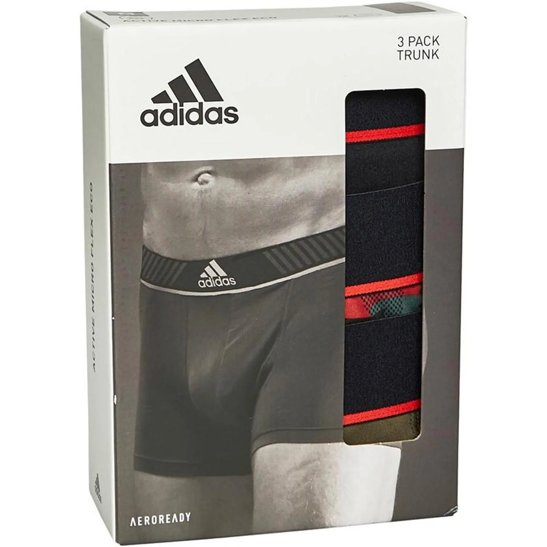 adidas Mens Active Micro Flex Three Pack Trunks Black/​Khaki/​Print