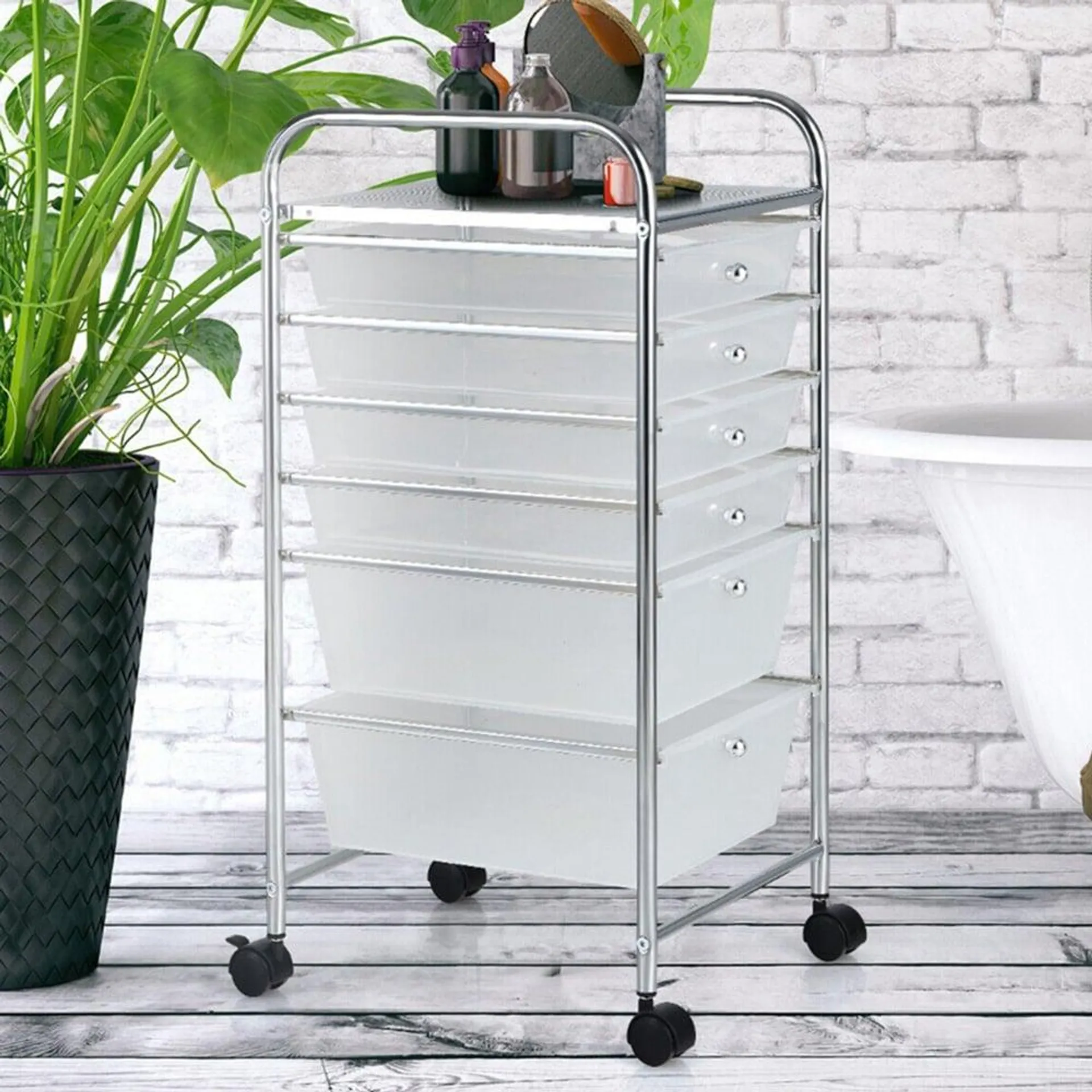 Costway 6 Drawer Clear Storage Trolley