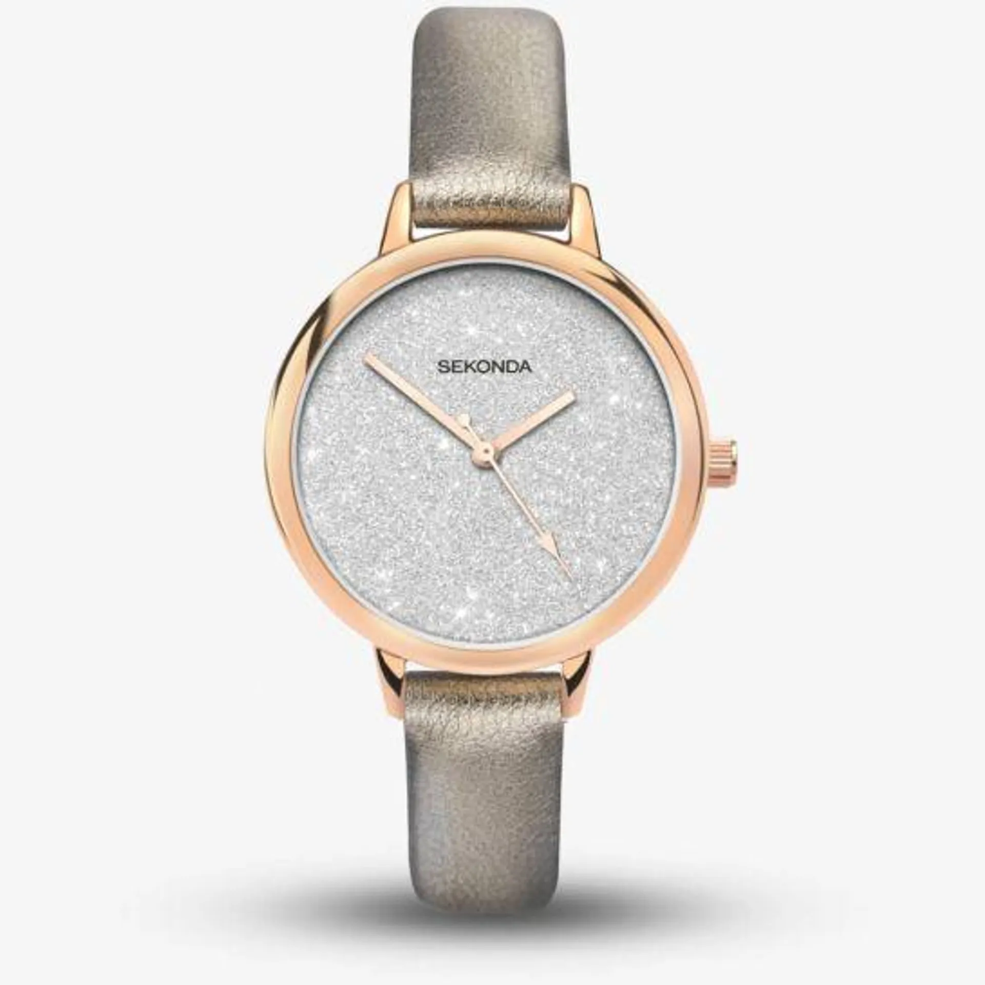 Modern Prints Rose Gold & Bronze Leather Strap Watch