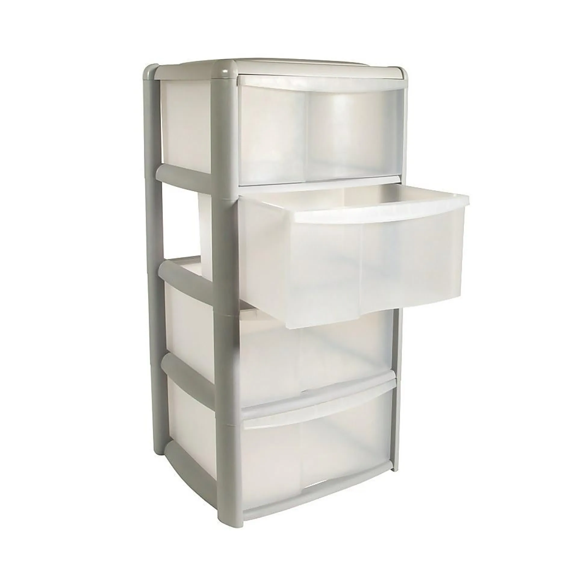 4 Drawer Storage Tower - Light Grey