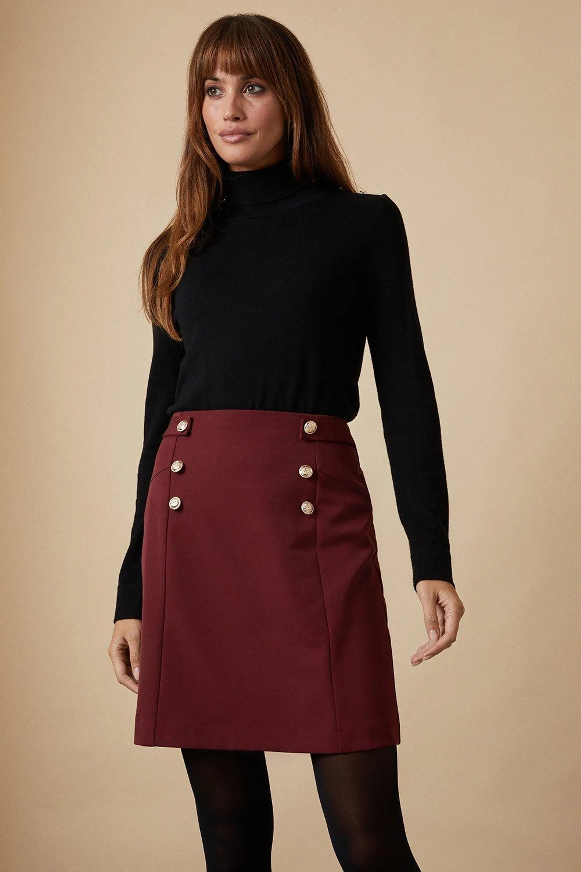 Berry Military A Line Skirt