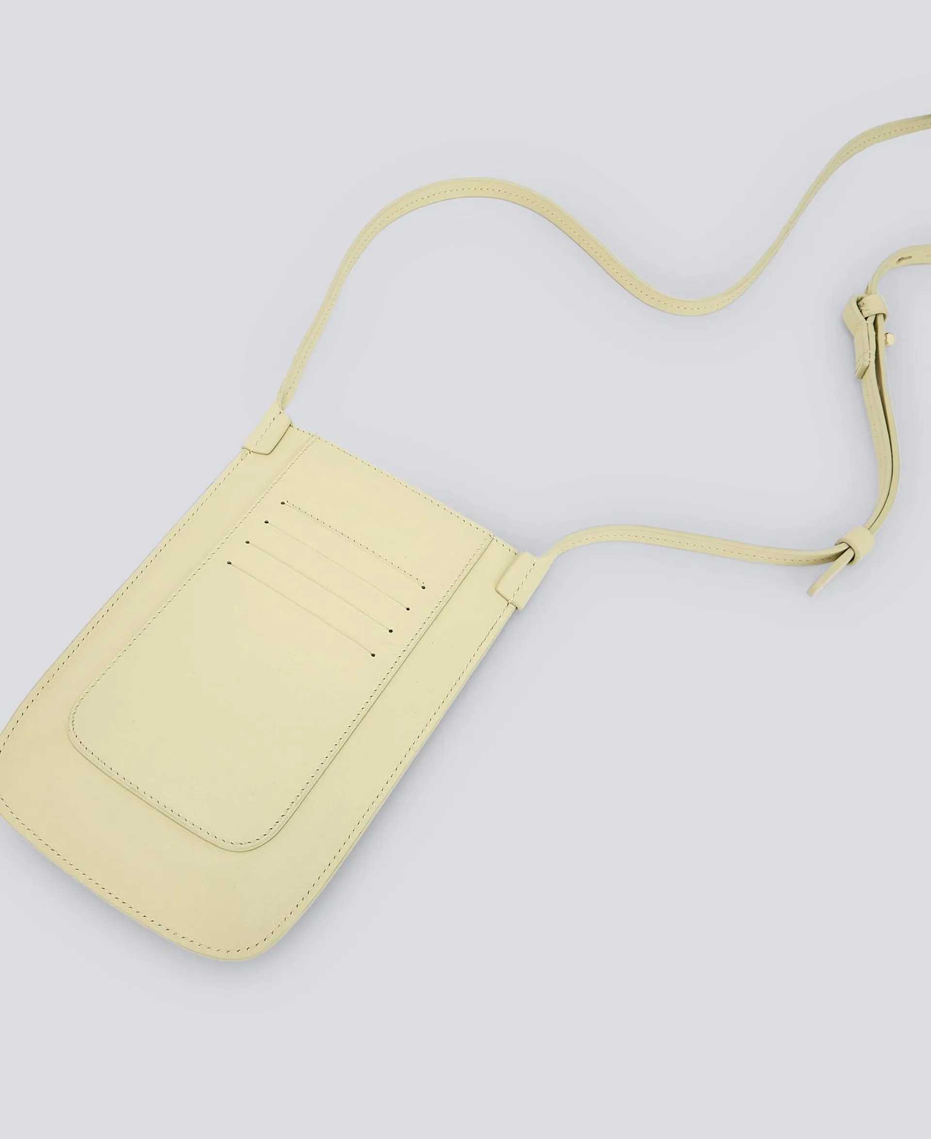 Yellow leather mobile phone holder woman
