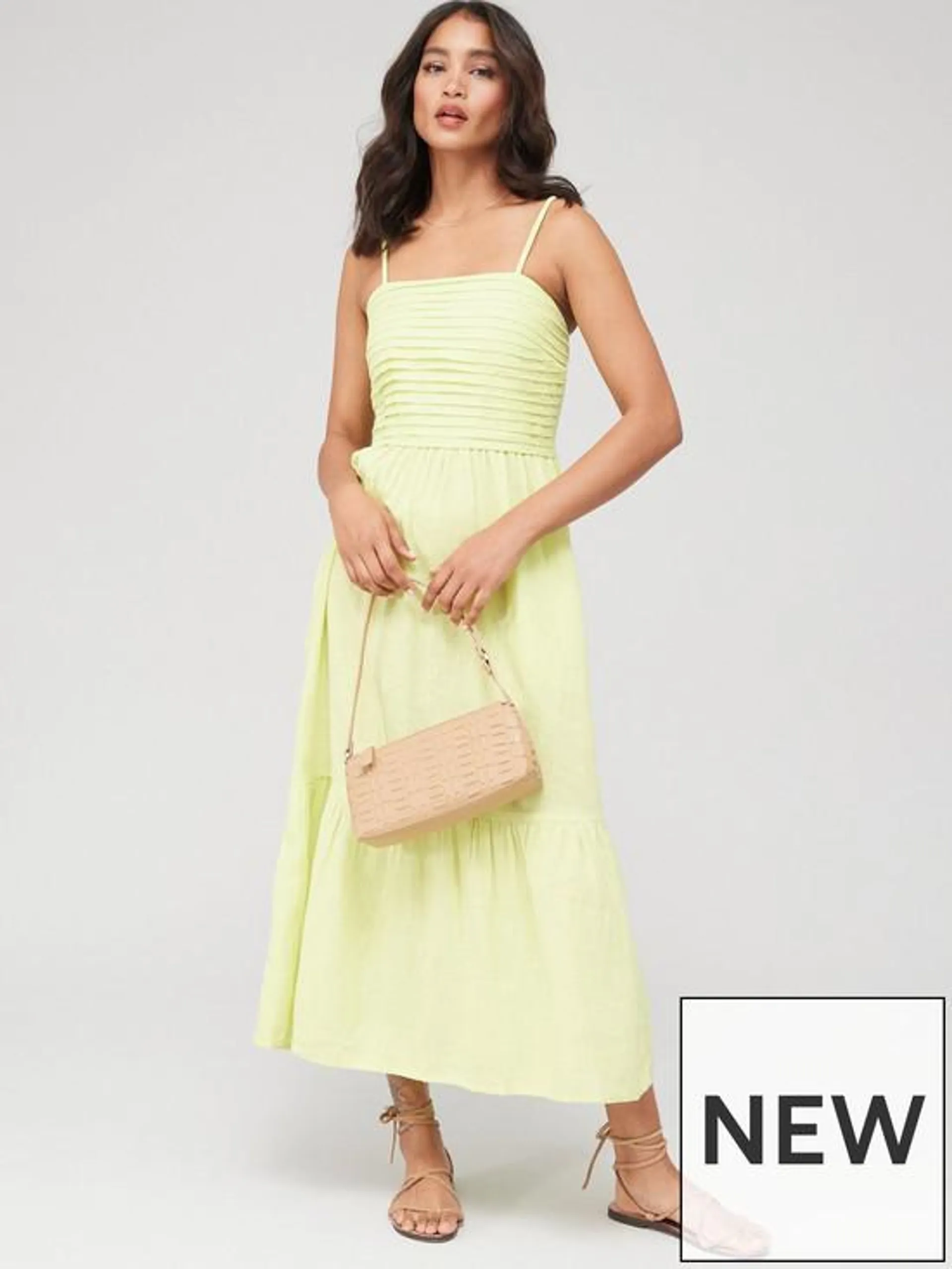 V by Very Pleated Linen Maxi Dress