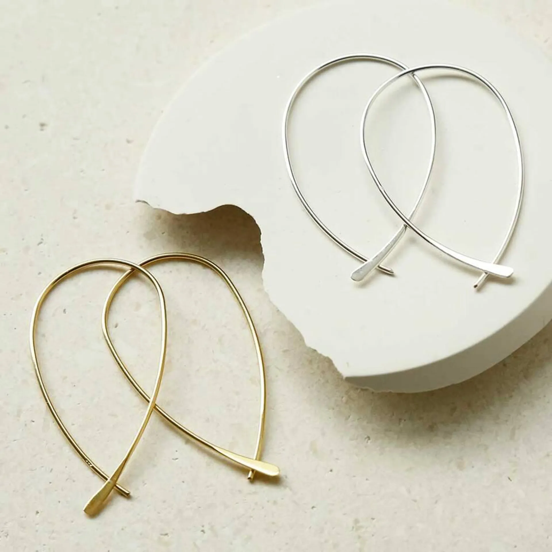 Sterling Silver Oval Loop Hoop Earrings